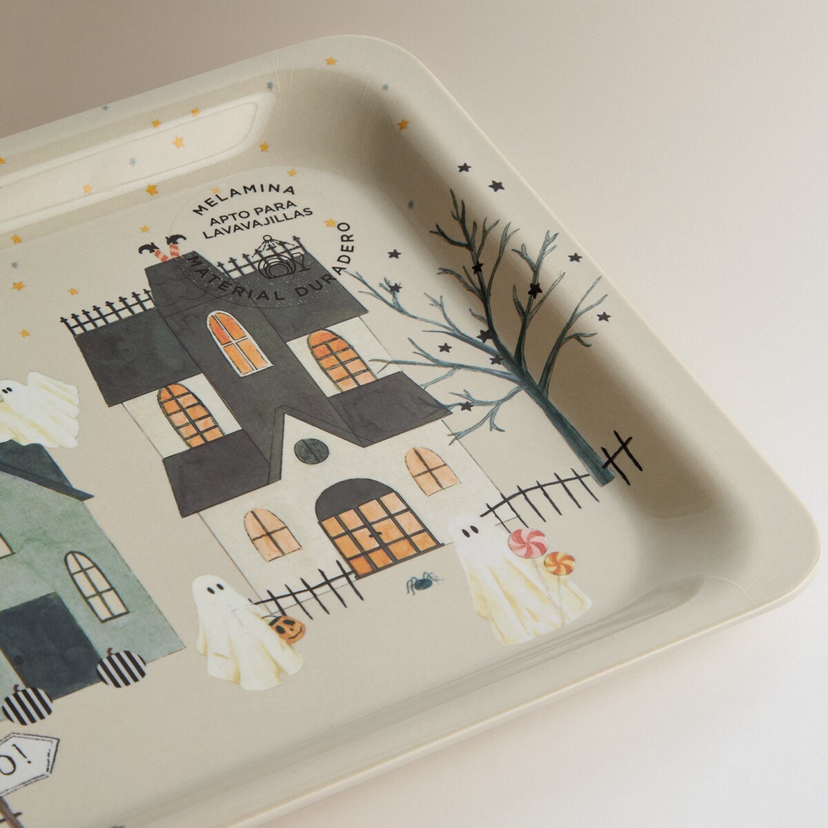 Fuente de melamina Casitas Ghost Village Halloween Negro-4