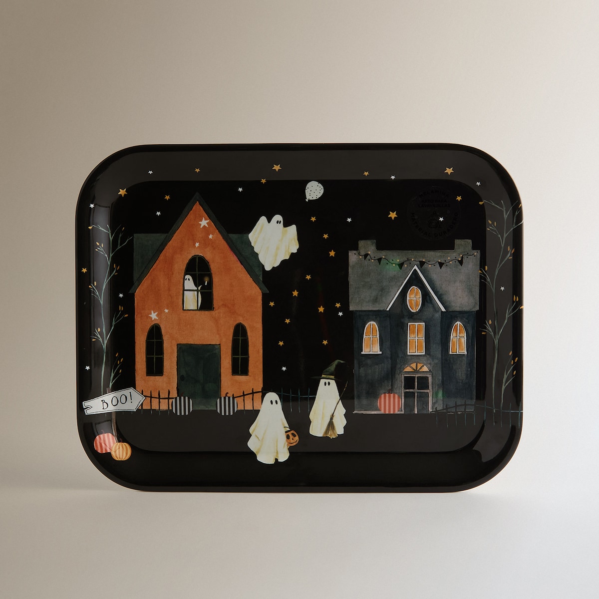 Travessa de Melamina Ghost Village Halloween Preto-2