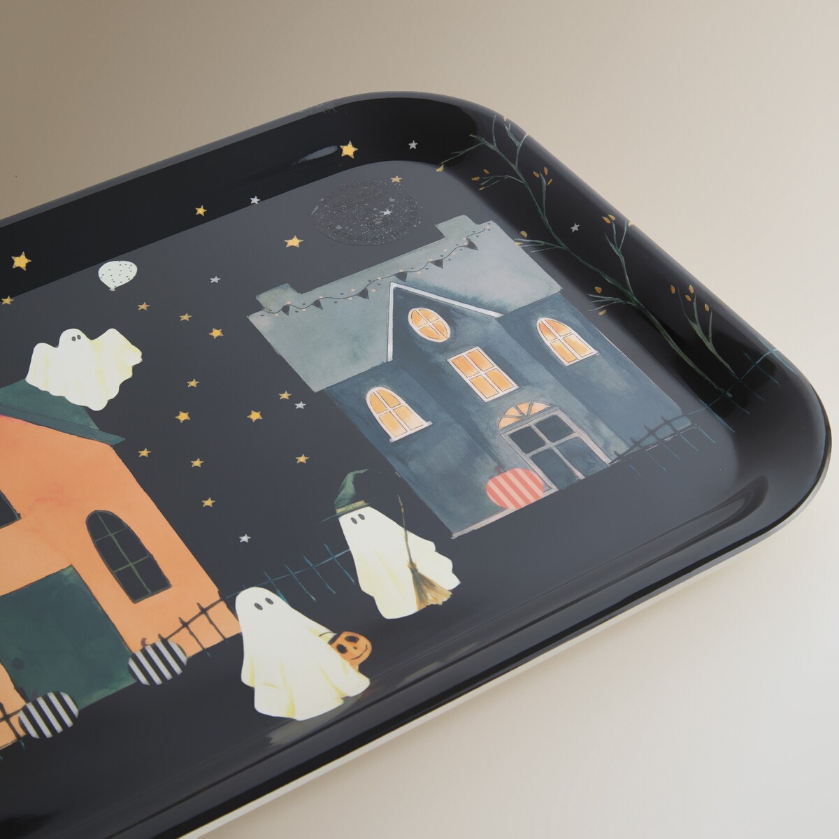 Travessa de Melamina Ghost Village Halloween Preto-4