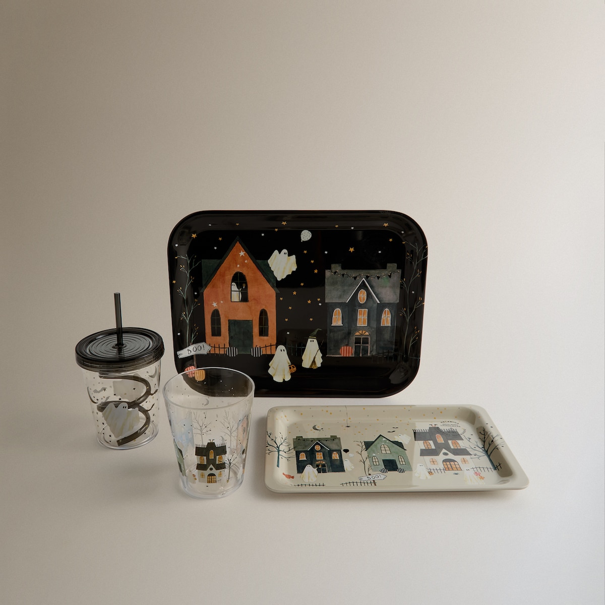 Travessa de Melamina Ghost Village Halloween Preto-5