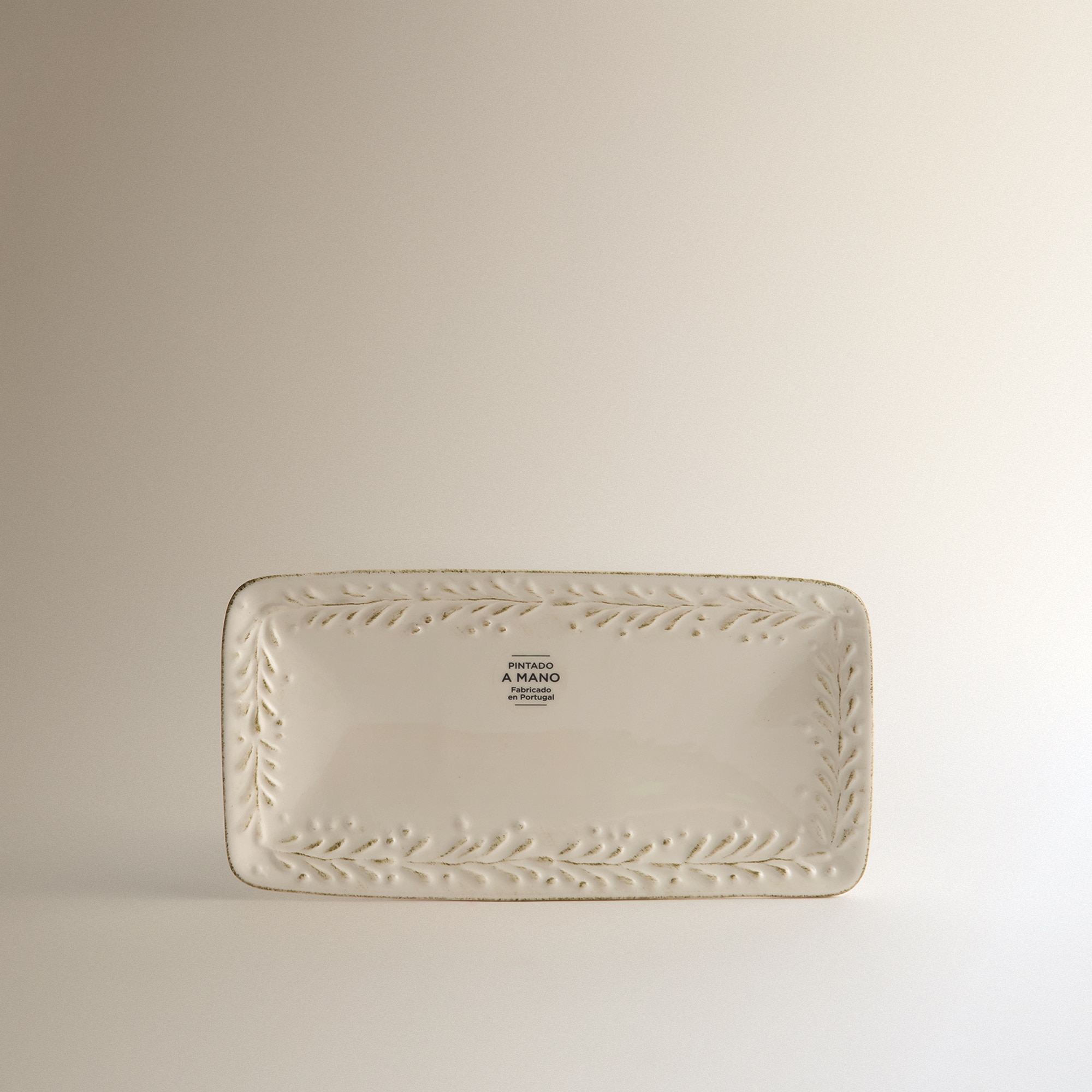 Travessa Quadrada Pintada à Mão Emma Branco-2