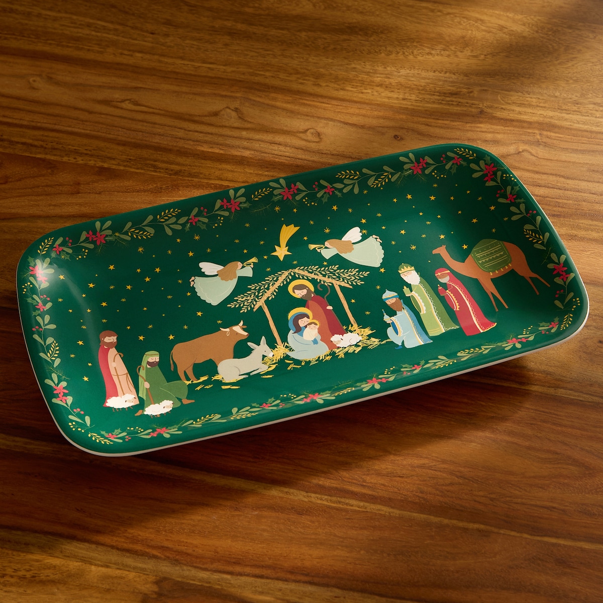 Fuente rectangular de melamina Portal de Belén Verde-1