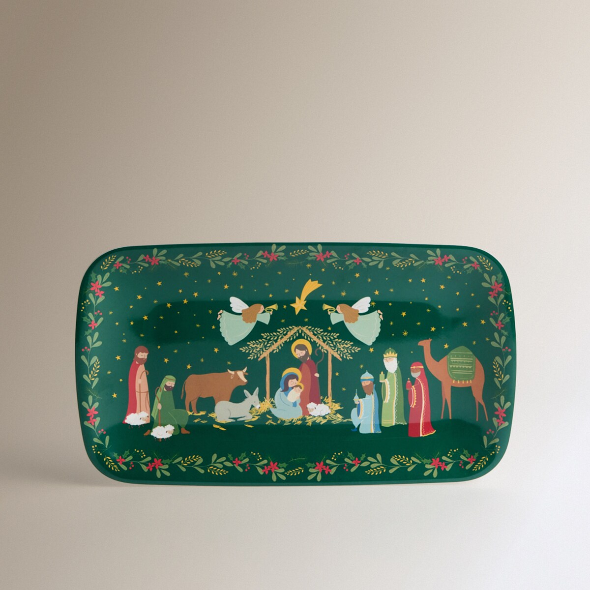 Fuente rectangular de melamina Portal de Belén Verde-2