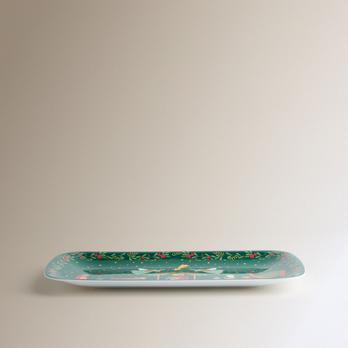 Fuente rectangular de melamina Portal de Belén Verde-3