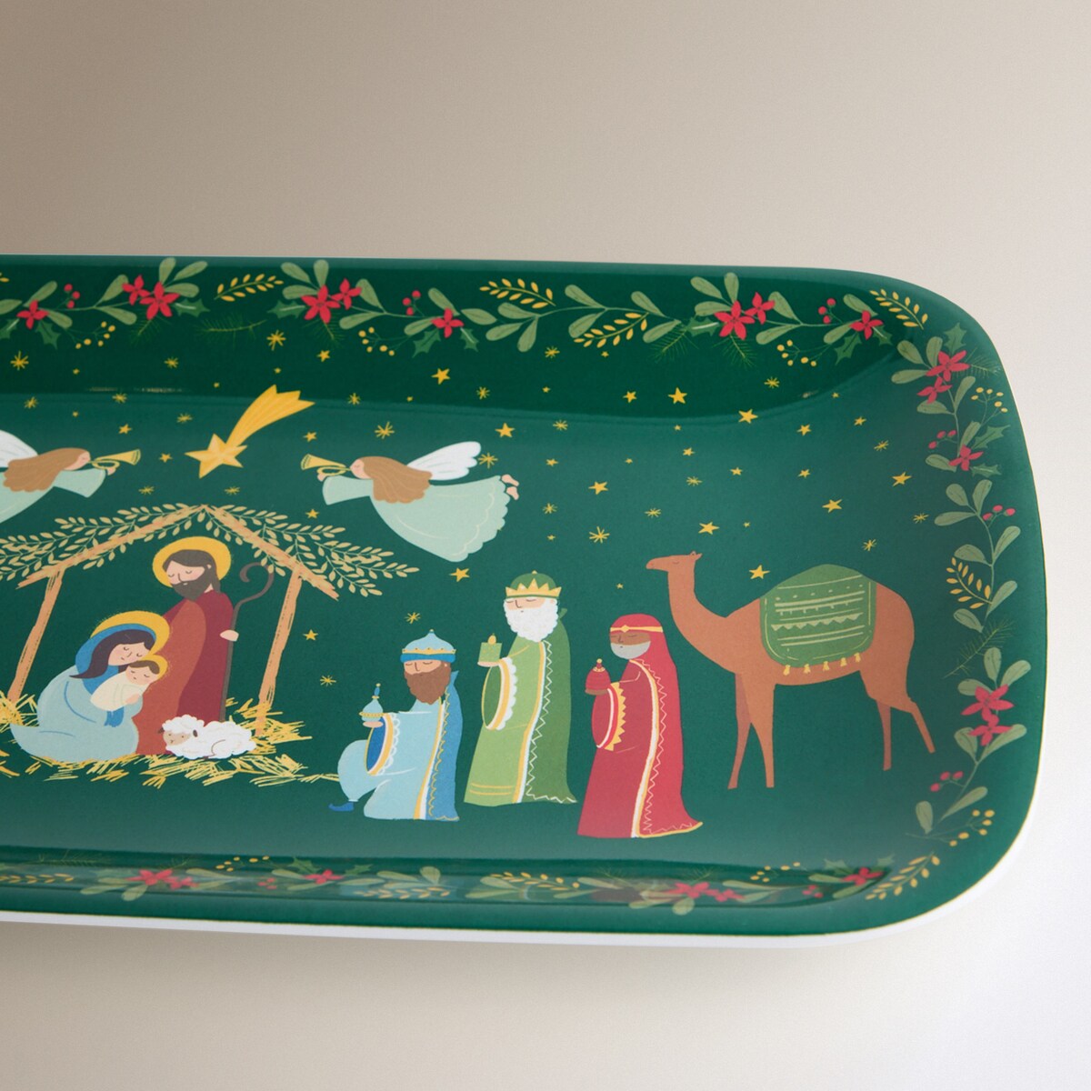 Fuente rectangular de melamina Portal de Belén Verde-4