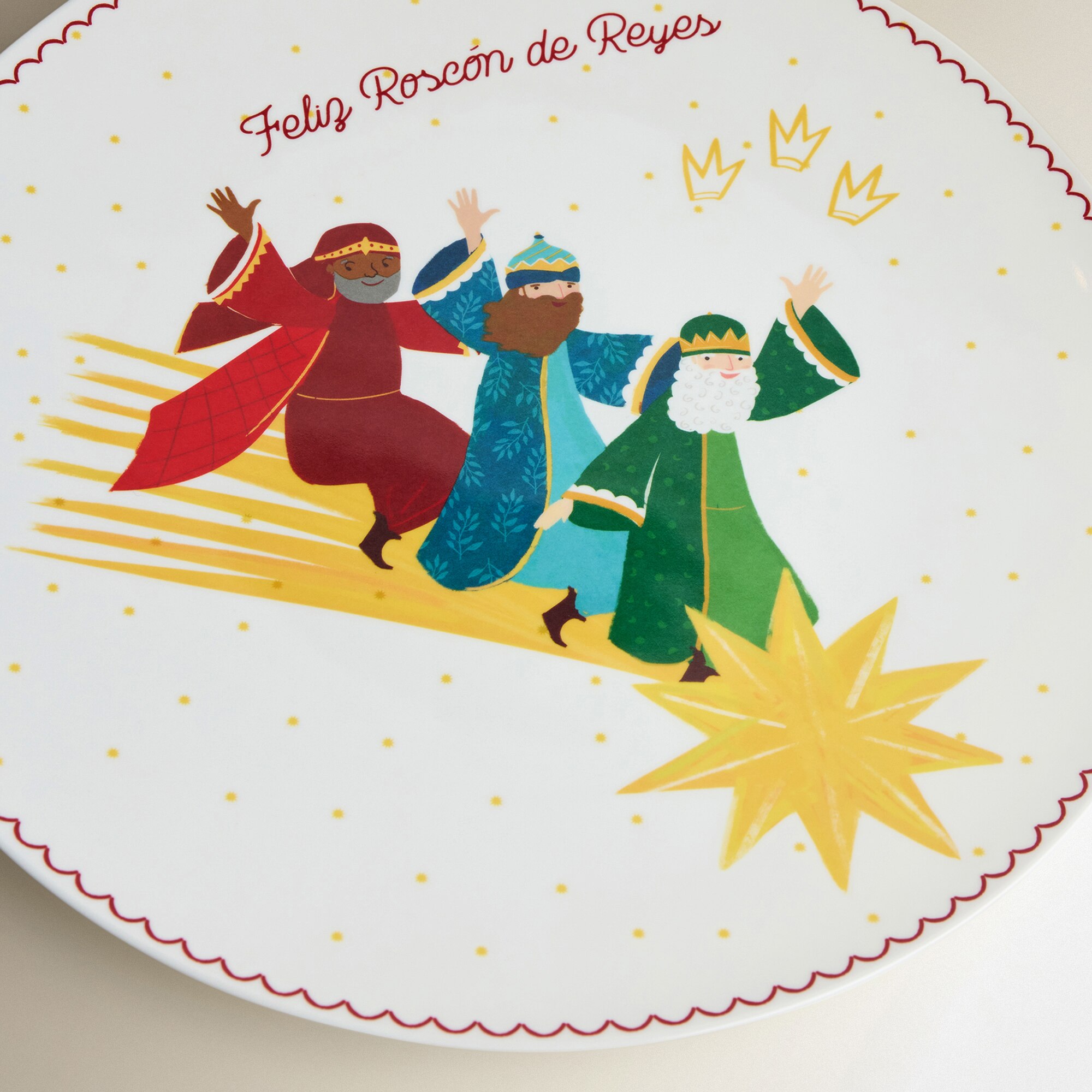 Fuente para roscón de melamina Reyes Magos Blanco-4