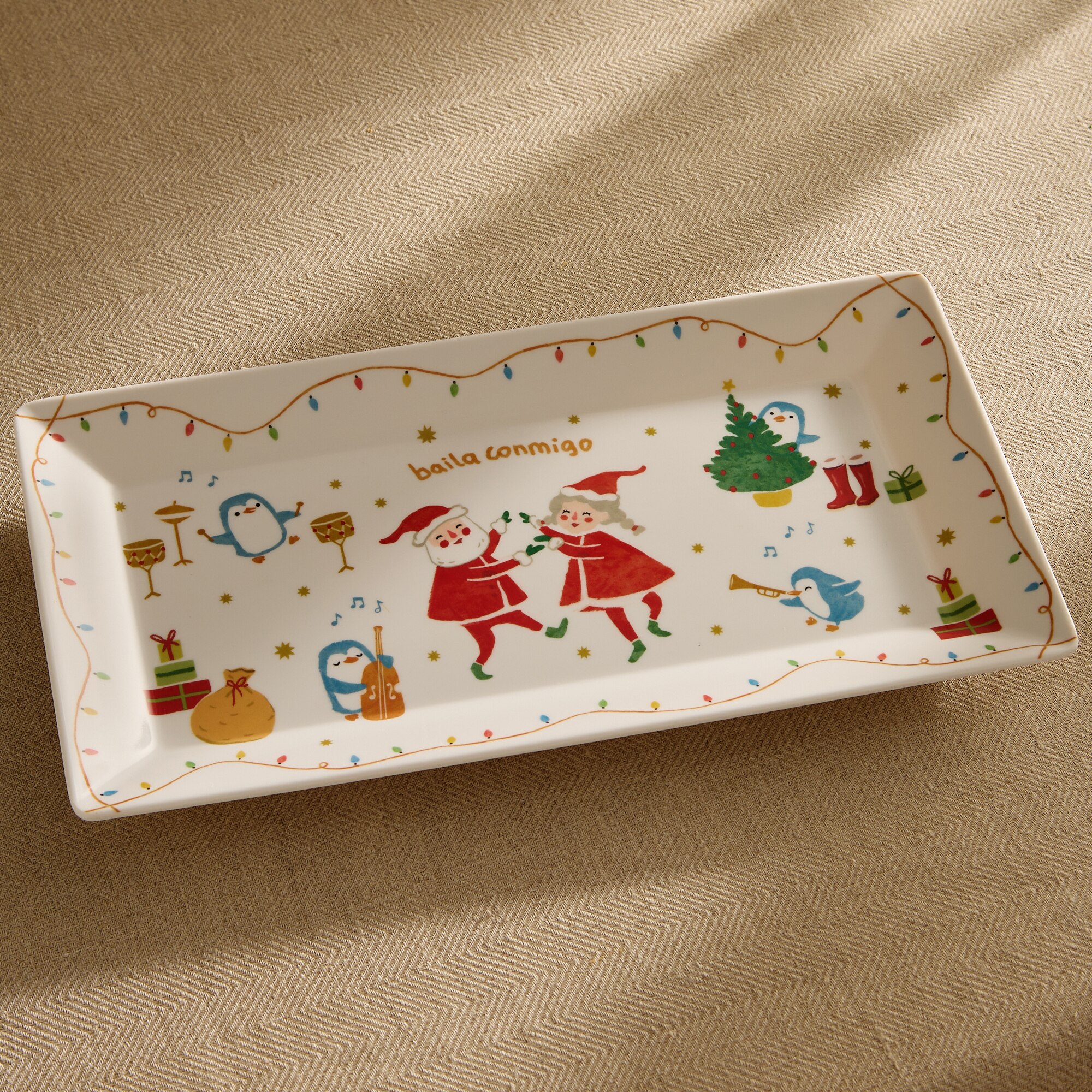 Fuente de melamina Papá Noel baila conmigo Blanco-1