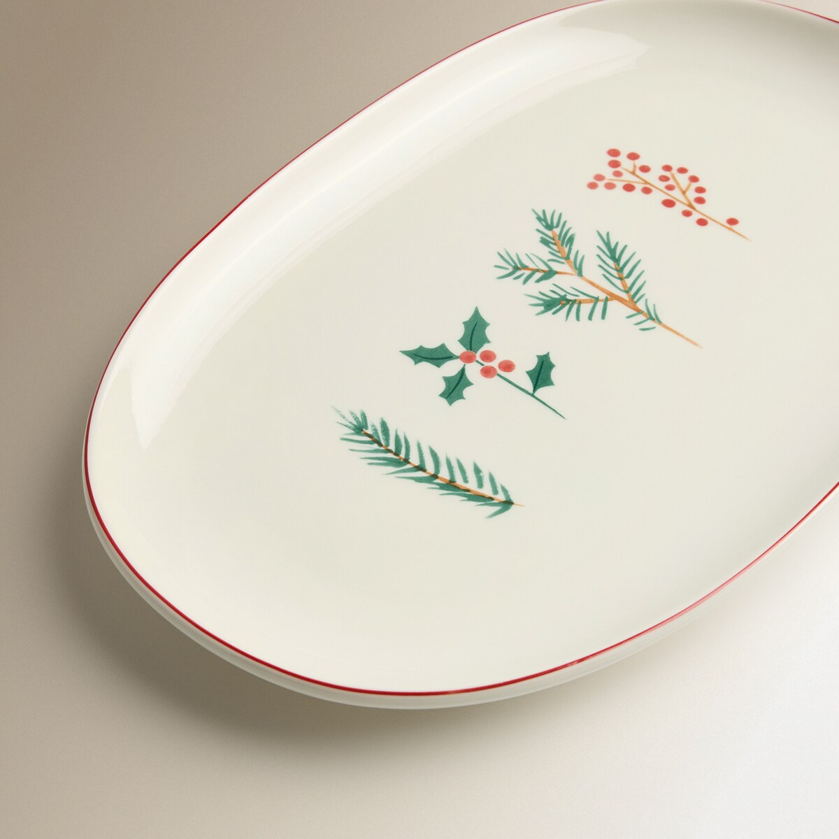 Fuente ovalada Berries Navidad Rojo-4