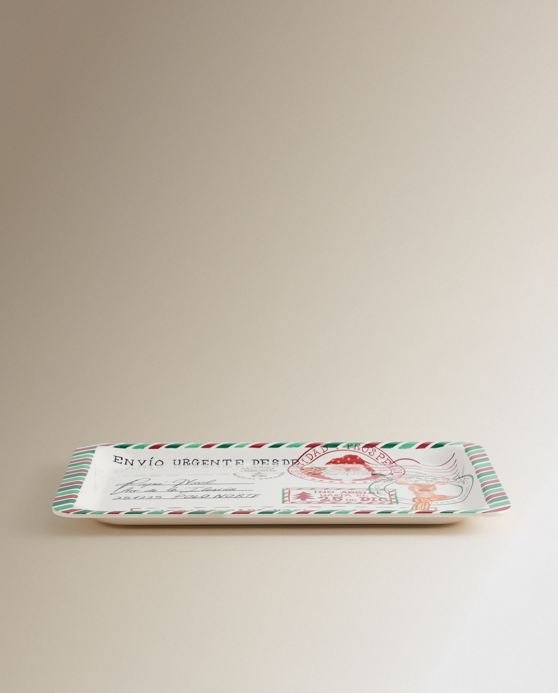 Fuente rectangular de melamina Carta Rudolph Santa's Magic - Rojo Rojo-3