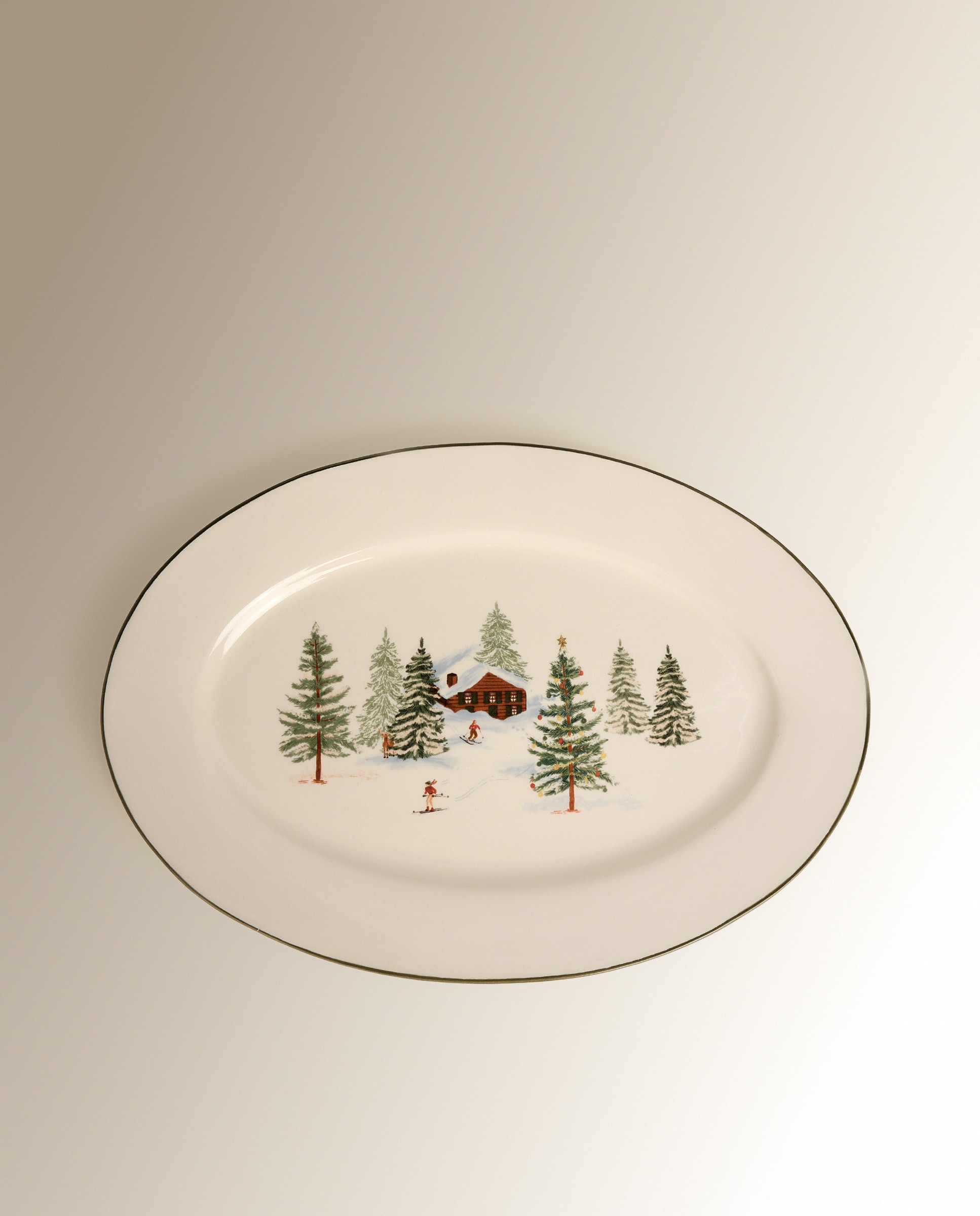 Imagen 1 de Fuente ovalada Alpes Navidad - Blanco Blanco