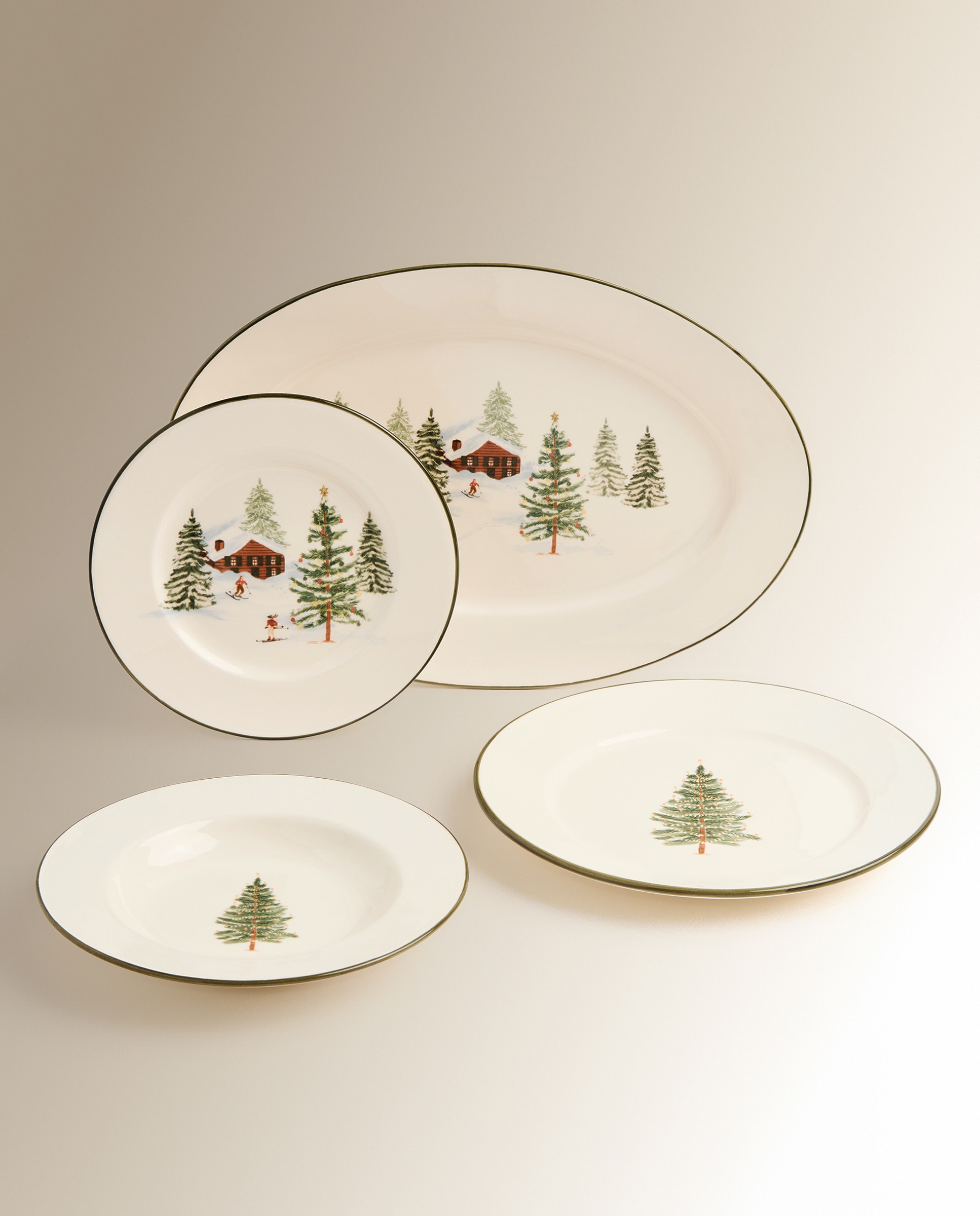 Imagen 4 de Fuente ovalada Alpes Navidad - Blanco Blanco