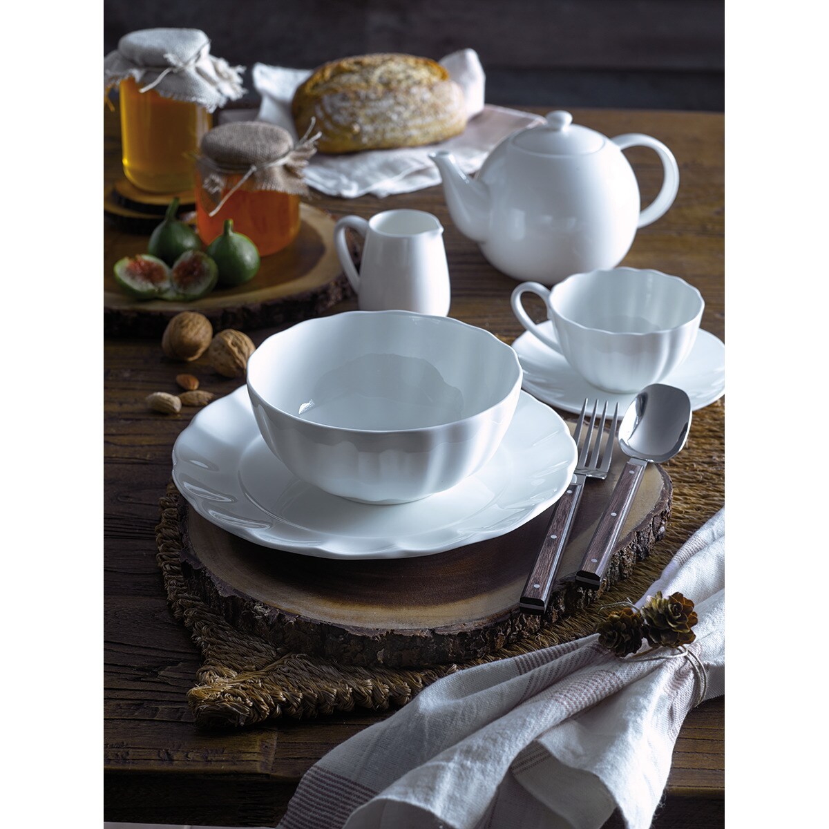 Leiteira redonda Bone China Essential El Corte Inglés Branco-3