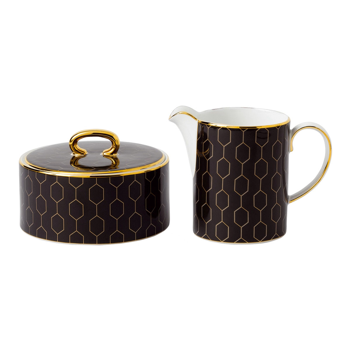 Wedgwood - Set azucarero y lechera negros Arris Wedgwood.
