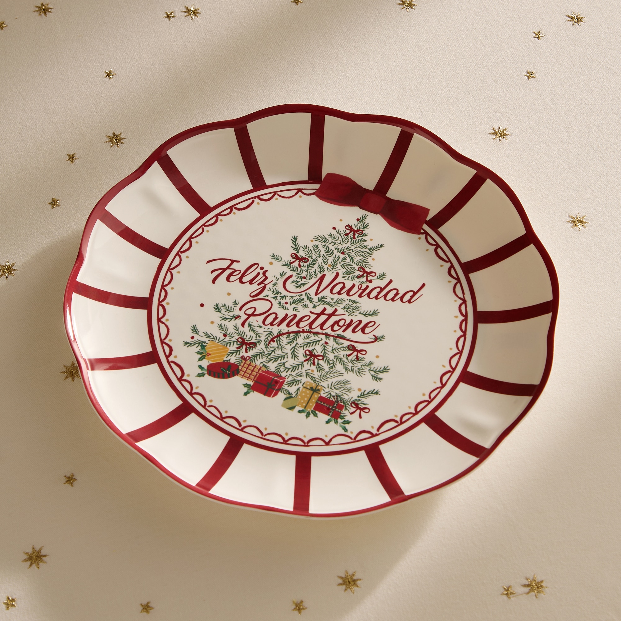 Fuente de melamina Panettone Navidad Blanco-1