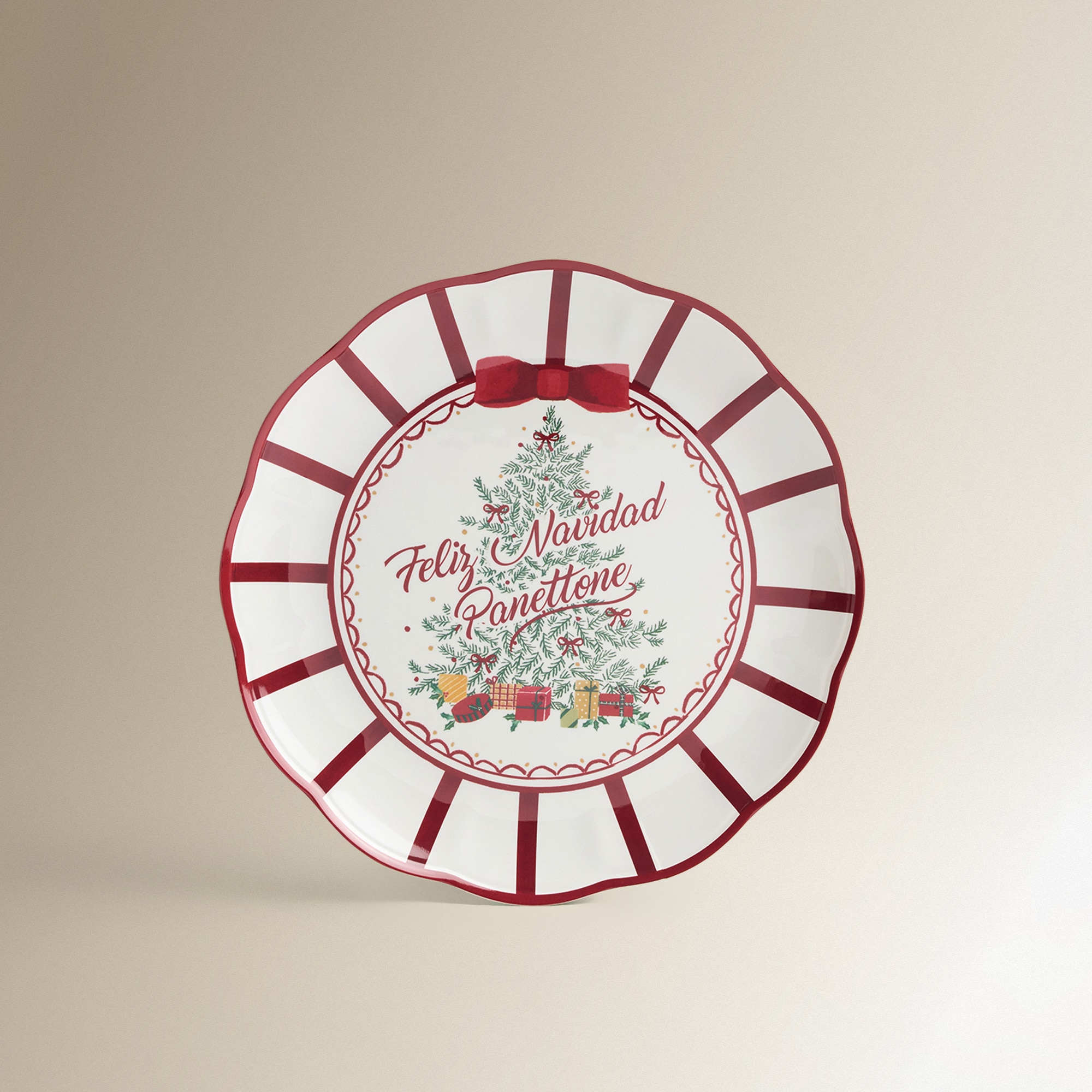 Fuente de melamina Panettone Navidad Blanco-2