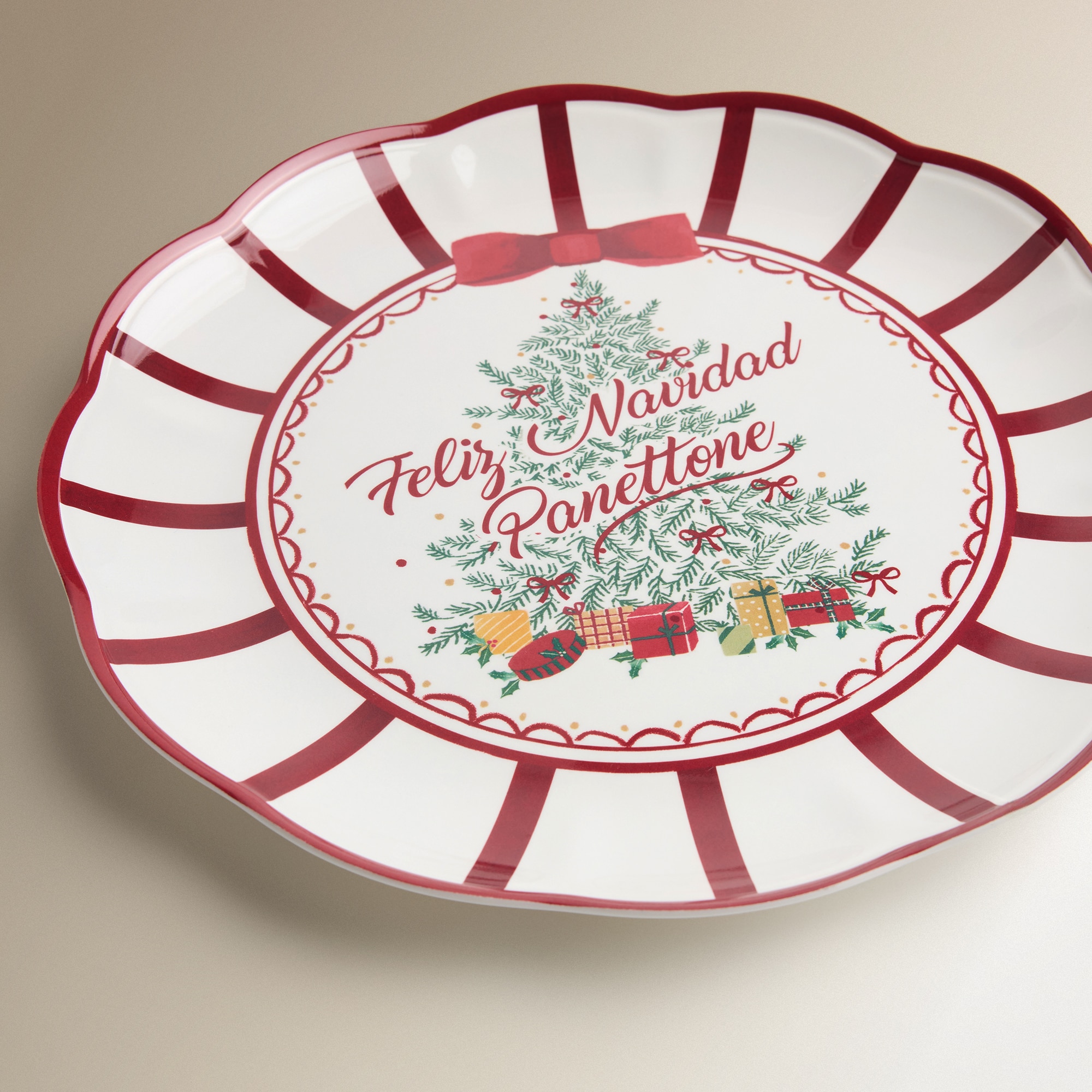 Fuente de melamina Panettone Navidad Blanco-4