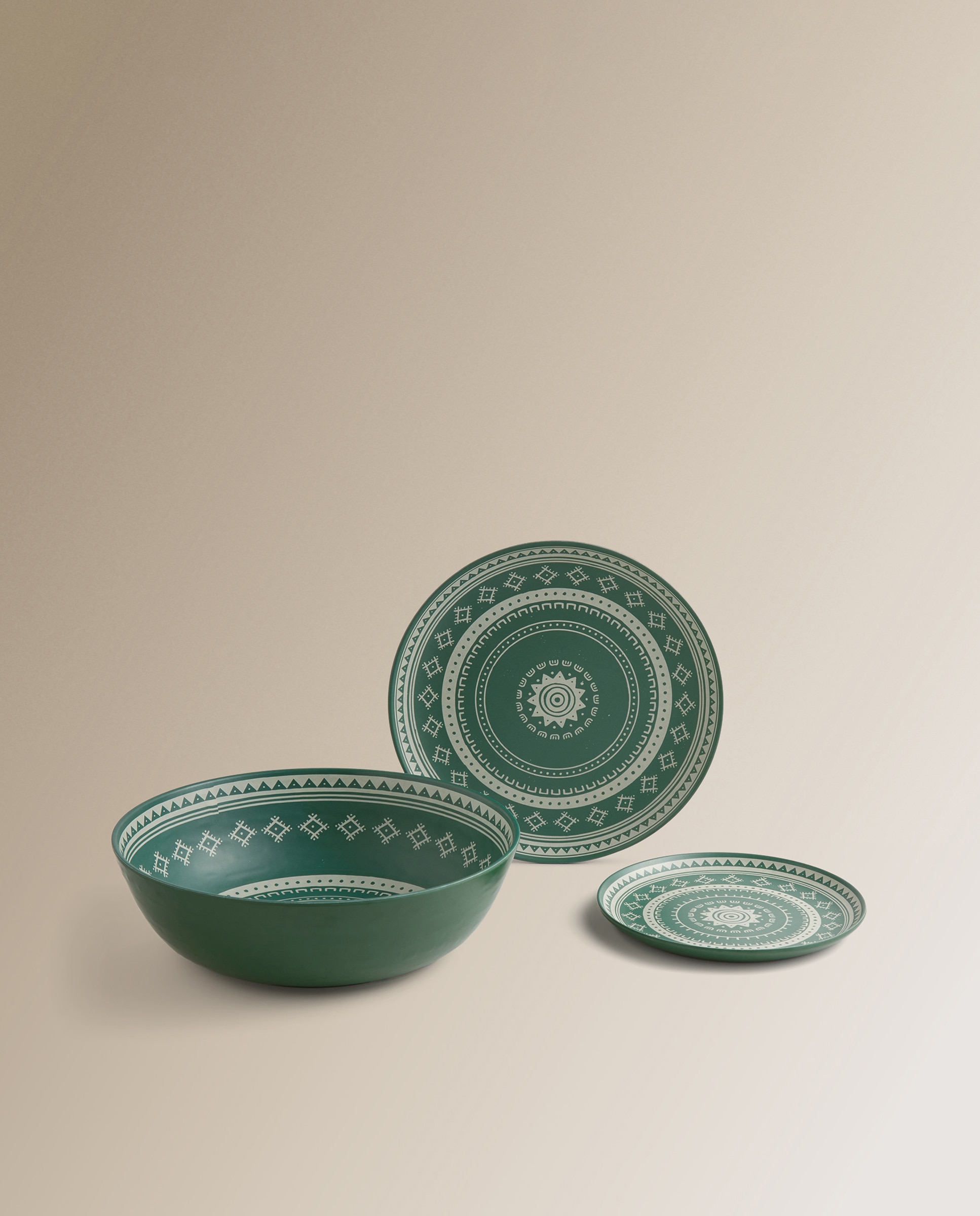 Plato llano de melamina Oaxaca Basics El Corte Inglés Verde-5