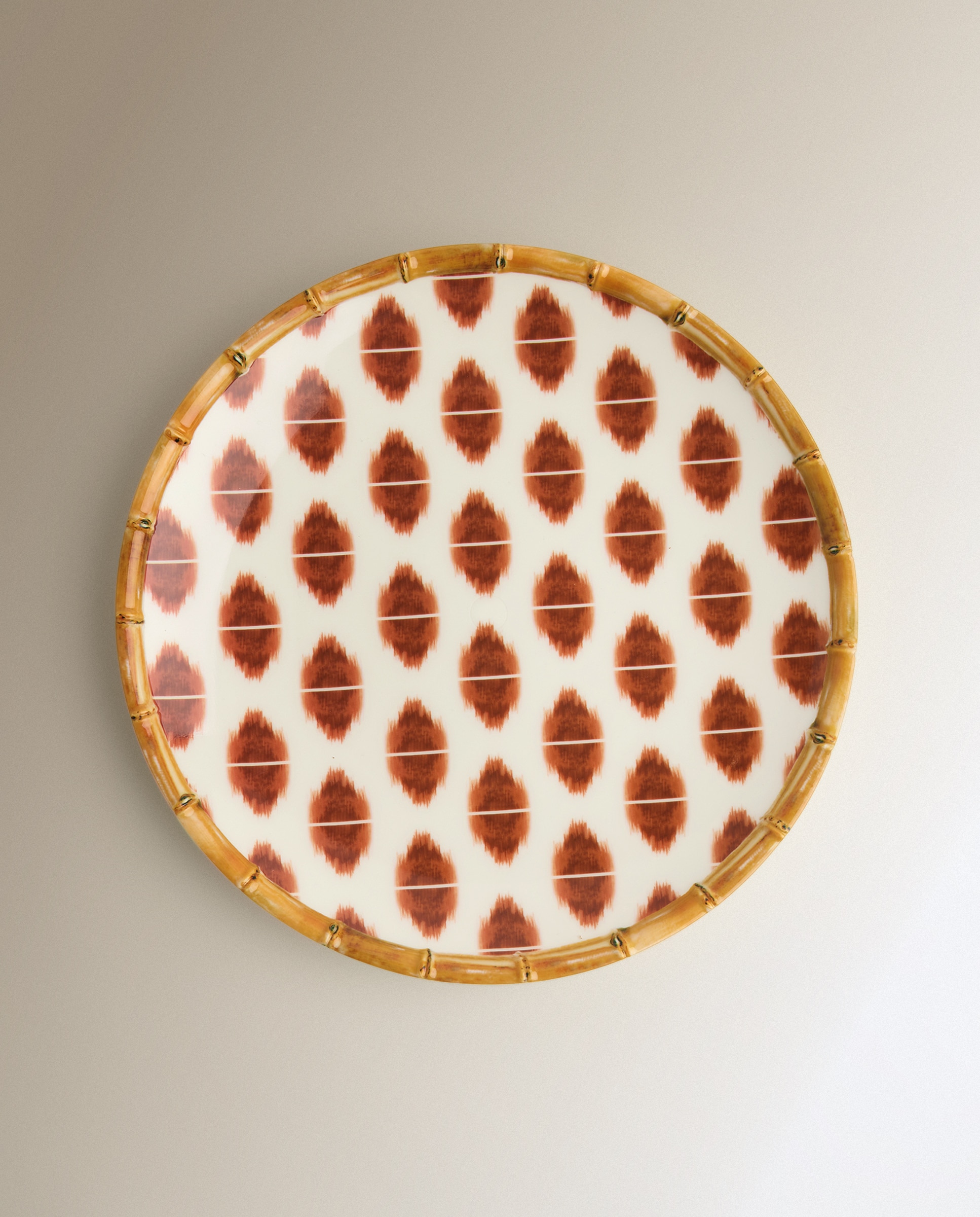 Plato llano de melamina para exterior Ikat - Verde Naranja-2