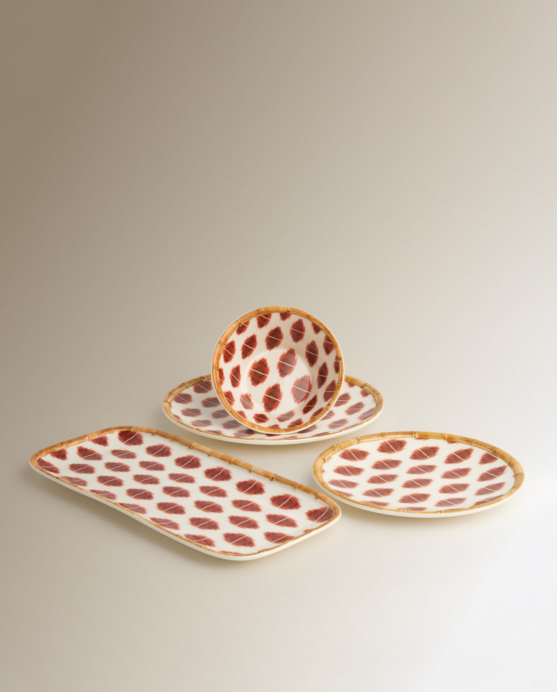 Plato llano de melamina para exterior Ikat - Verde Naranja-4