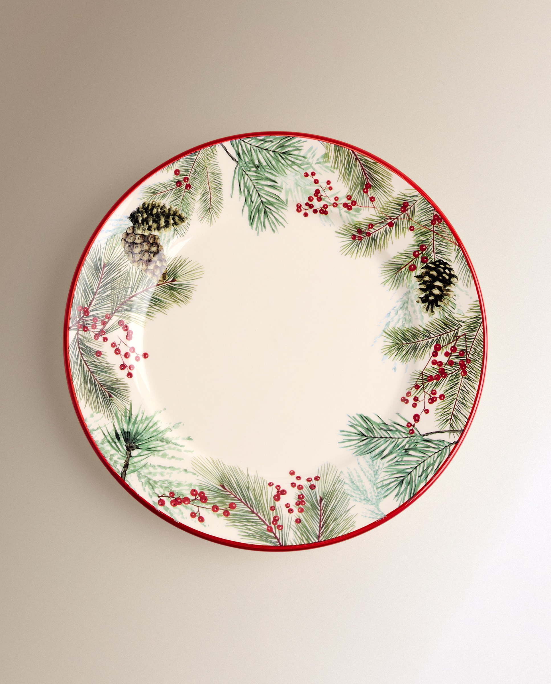 Plato llano Holly Navidad - Crudo Crudo-2