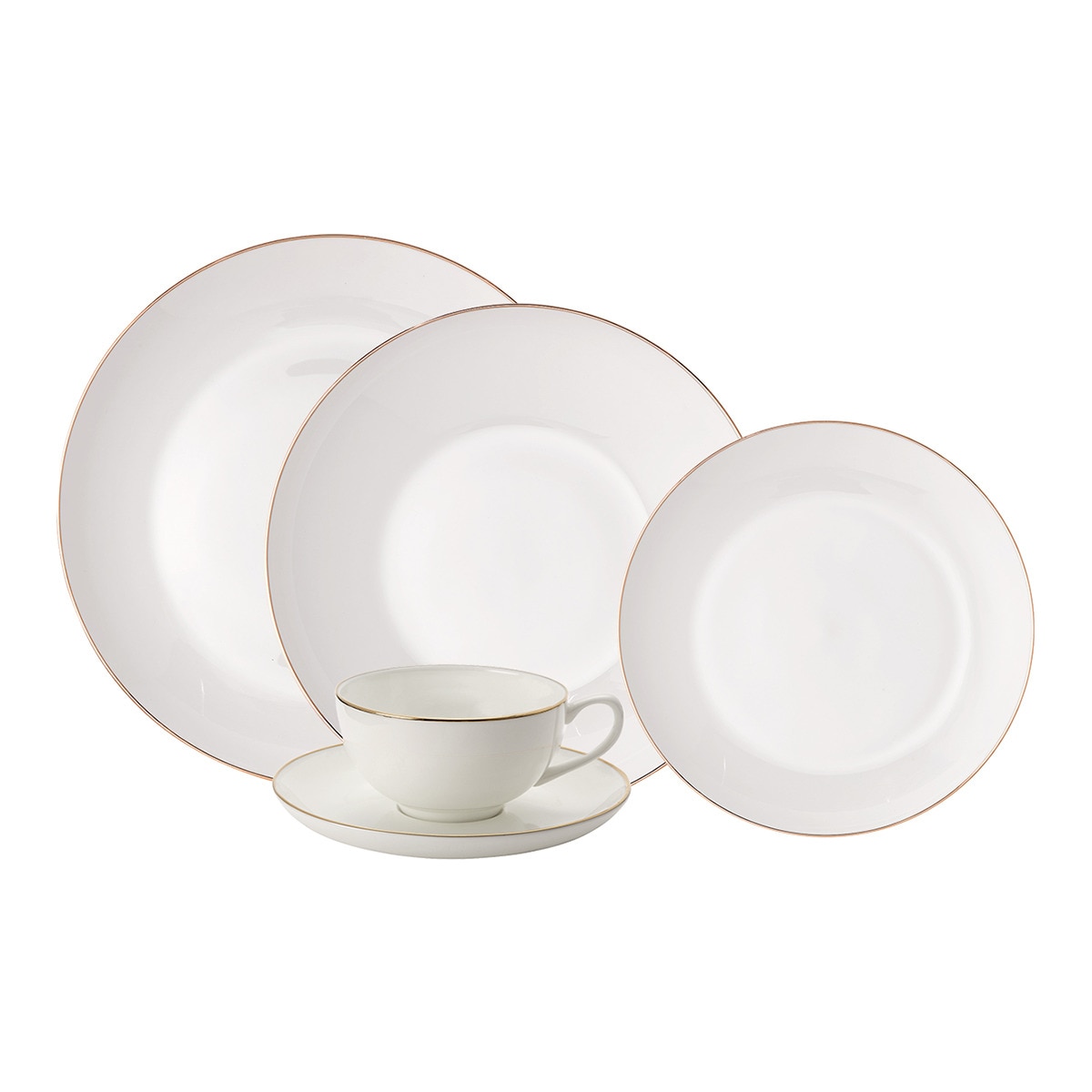 Loiça por peças de porcelana de osso com fio dourado El Corte Inglés 1