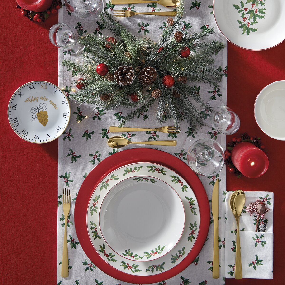 Plato hondo Corona Navidad Basics El Corte Inglés Blanco-4