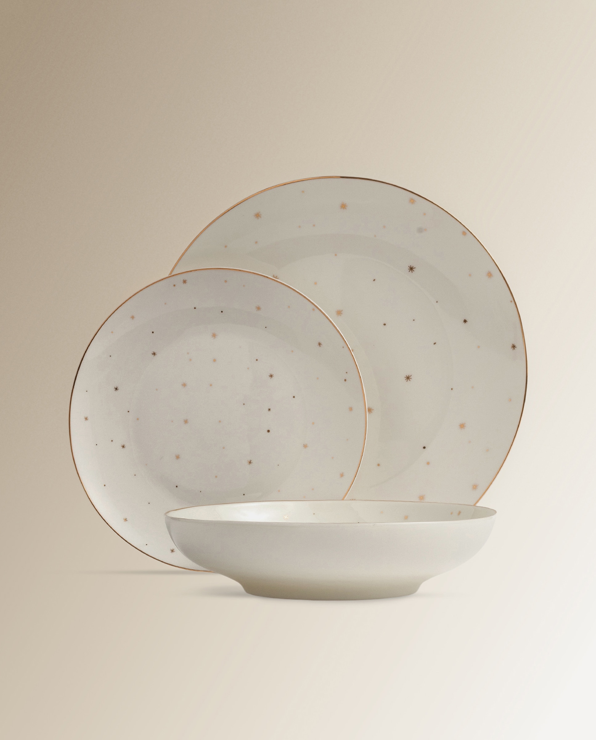 Prato de Sobremesa Estrelas Natal Branco-4