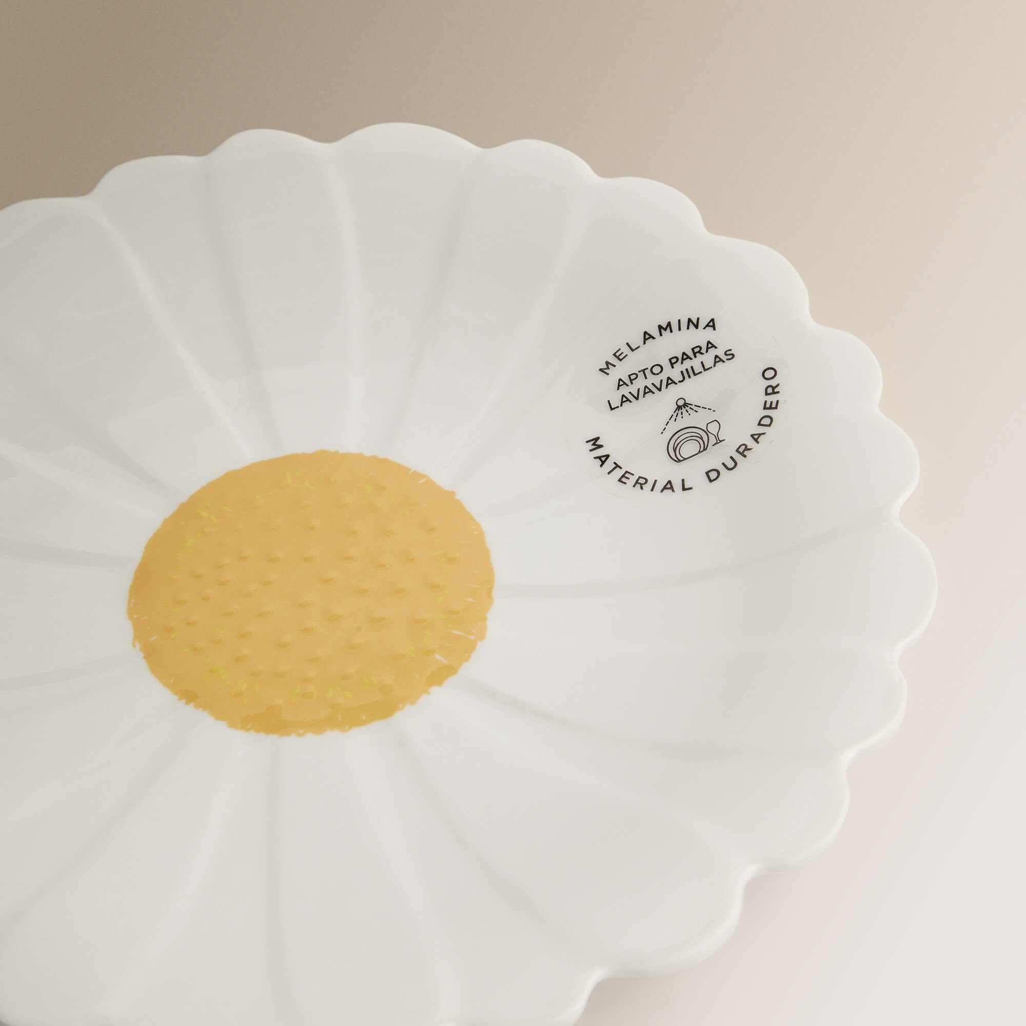 Plato de postre de melamina Margarita Flower Market Basics El Corte Inglés Blanco-5