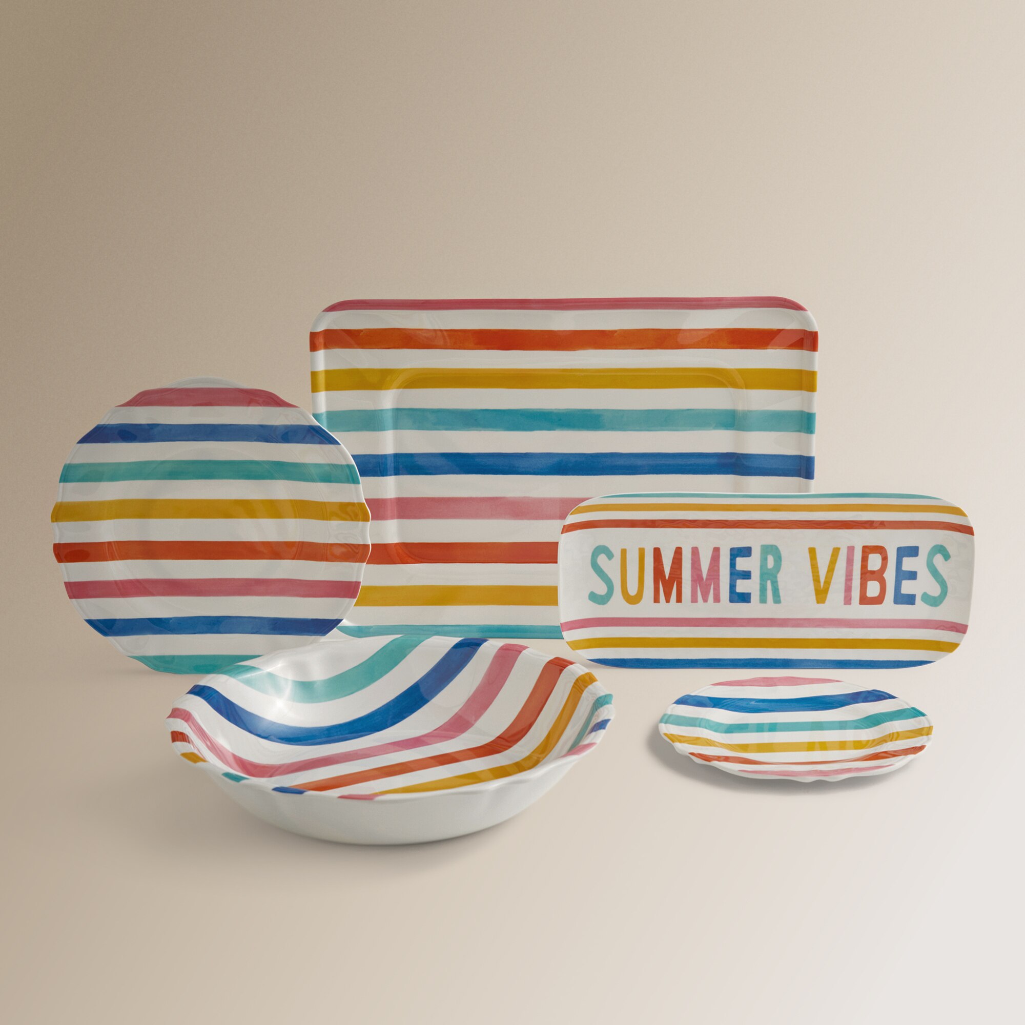 Plato de postre de melamina Surfer Summer Basics El Corte Inglés Multicolor-5