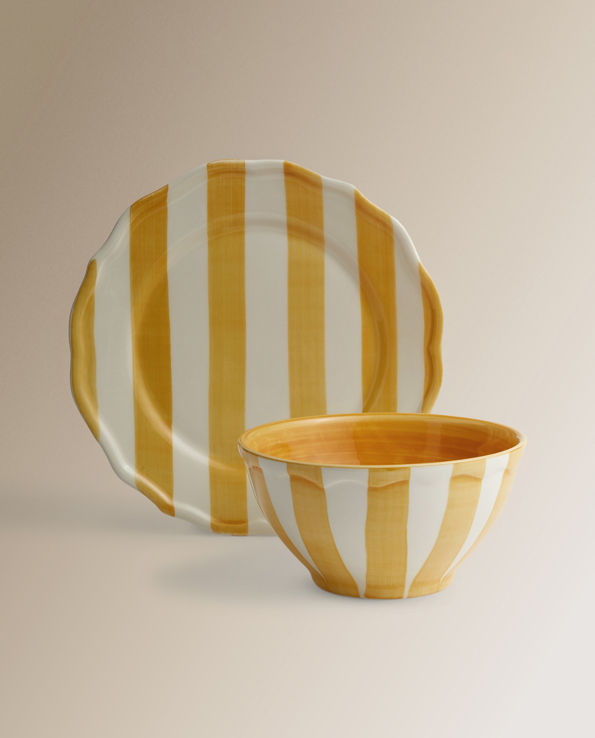 Prato de Sobremesa às Riscas Paradiso Amarelo-6