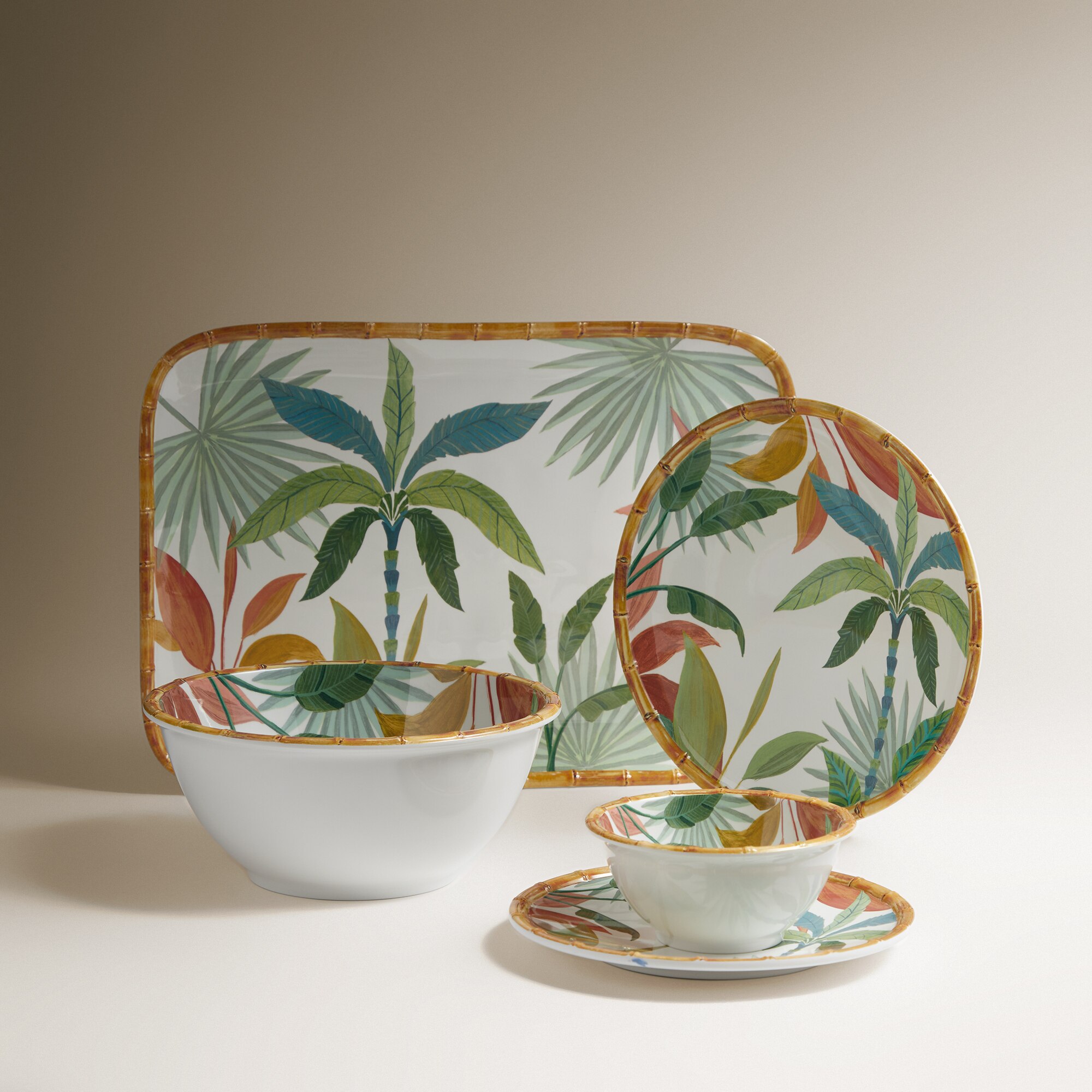 Prato de Sobremesa de Melamina Tropical Amali Multicolor-5