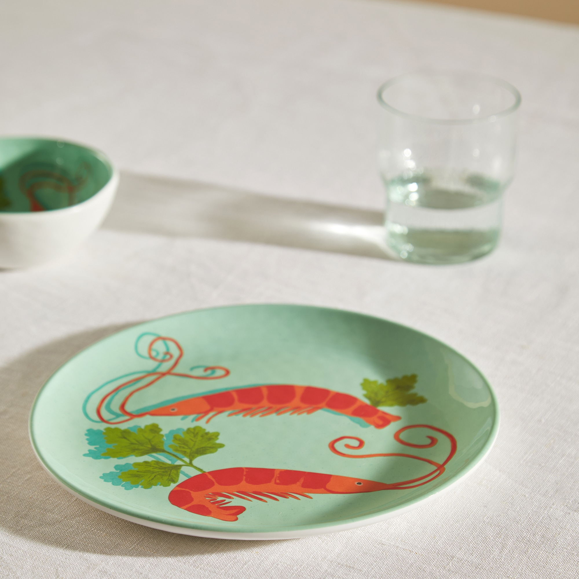 Prato de Sobremesa de Melamina Gambas Mojácar Turquesa-1