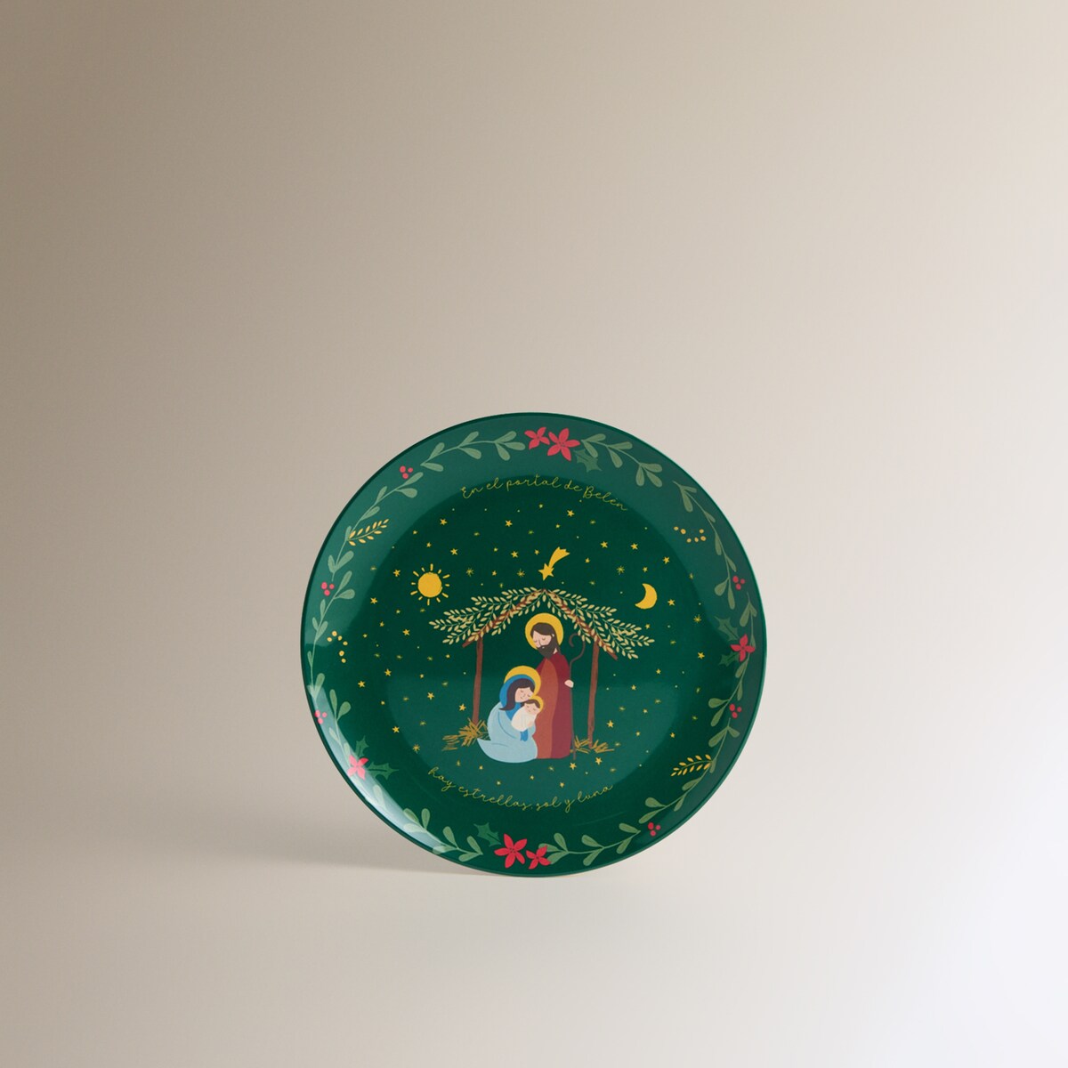 Plato de postre de melamina Portal de Belén Verde-2