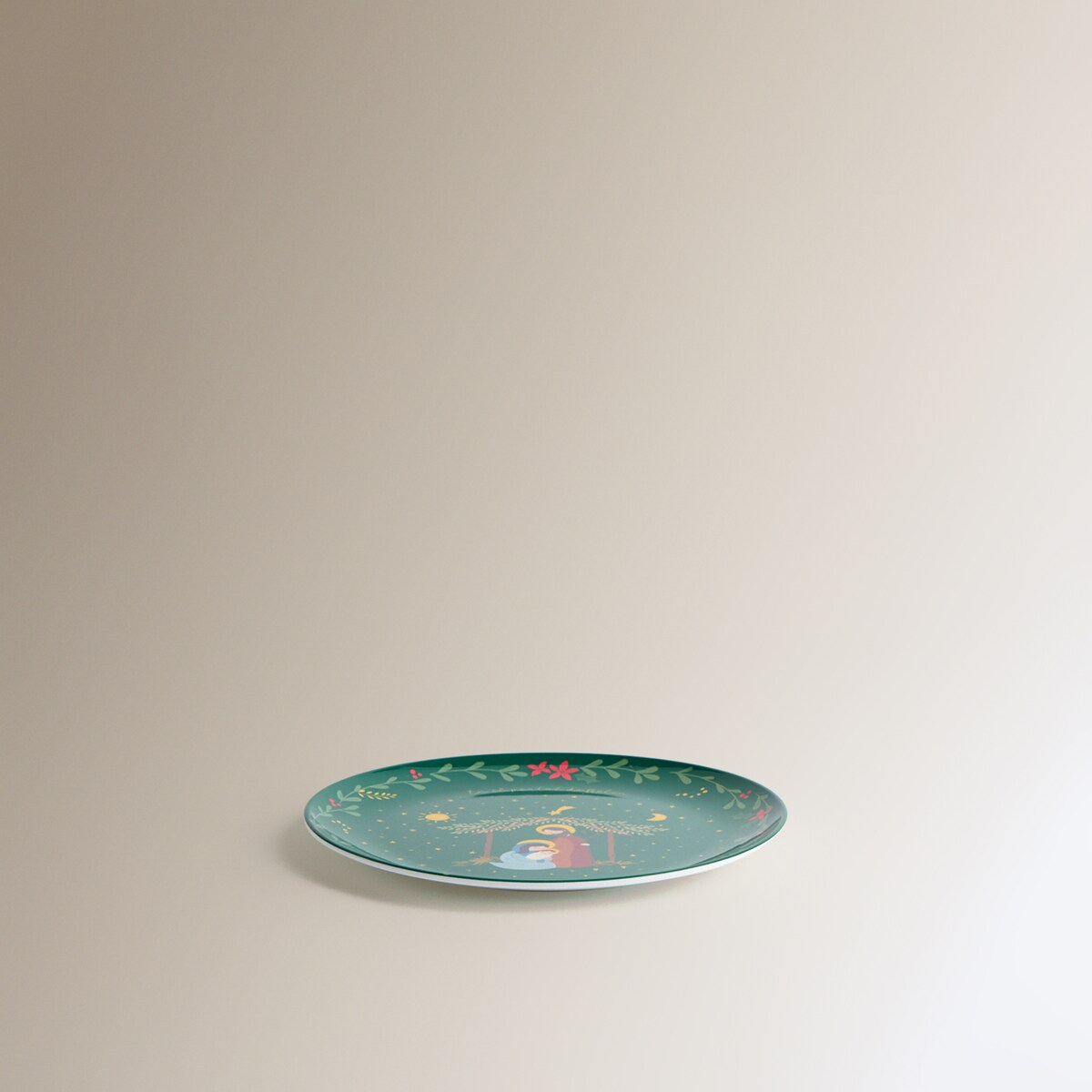 Plato de postre de melamina Portal de Belén Verde-3