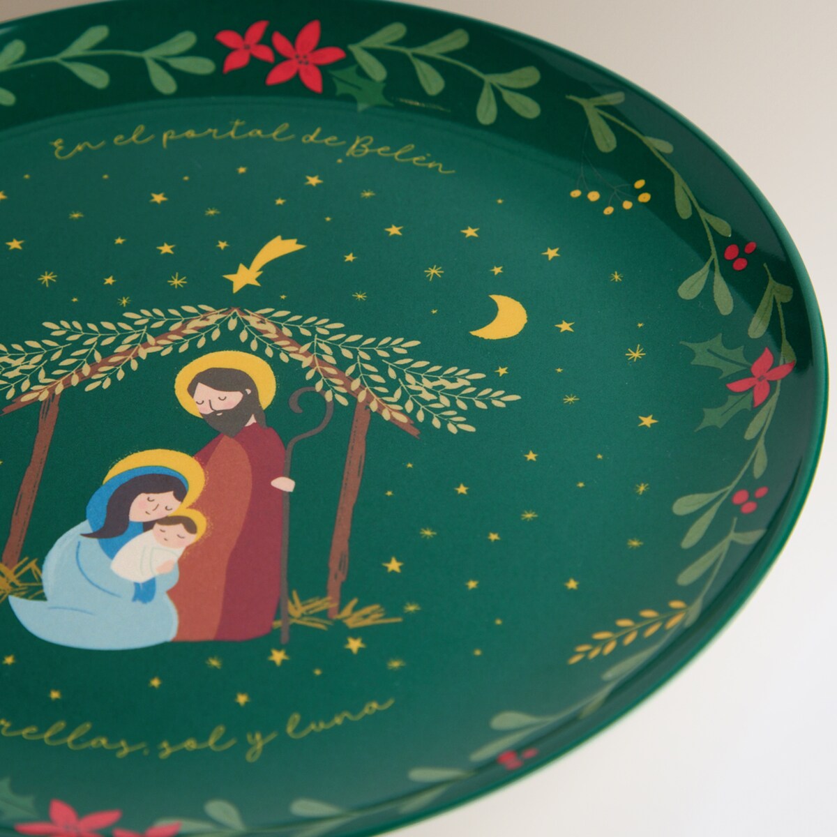 Plato de postre de melamina Portal de Belén Verde-4