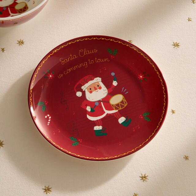 Imagen 0 de Plato de postre de melamina Papá Noel con tambor