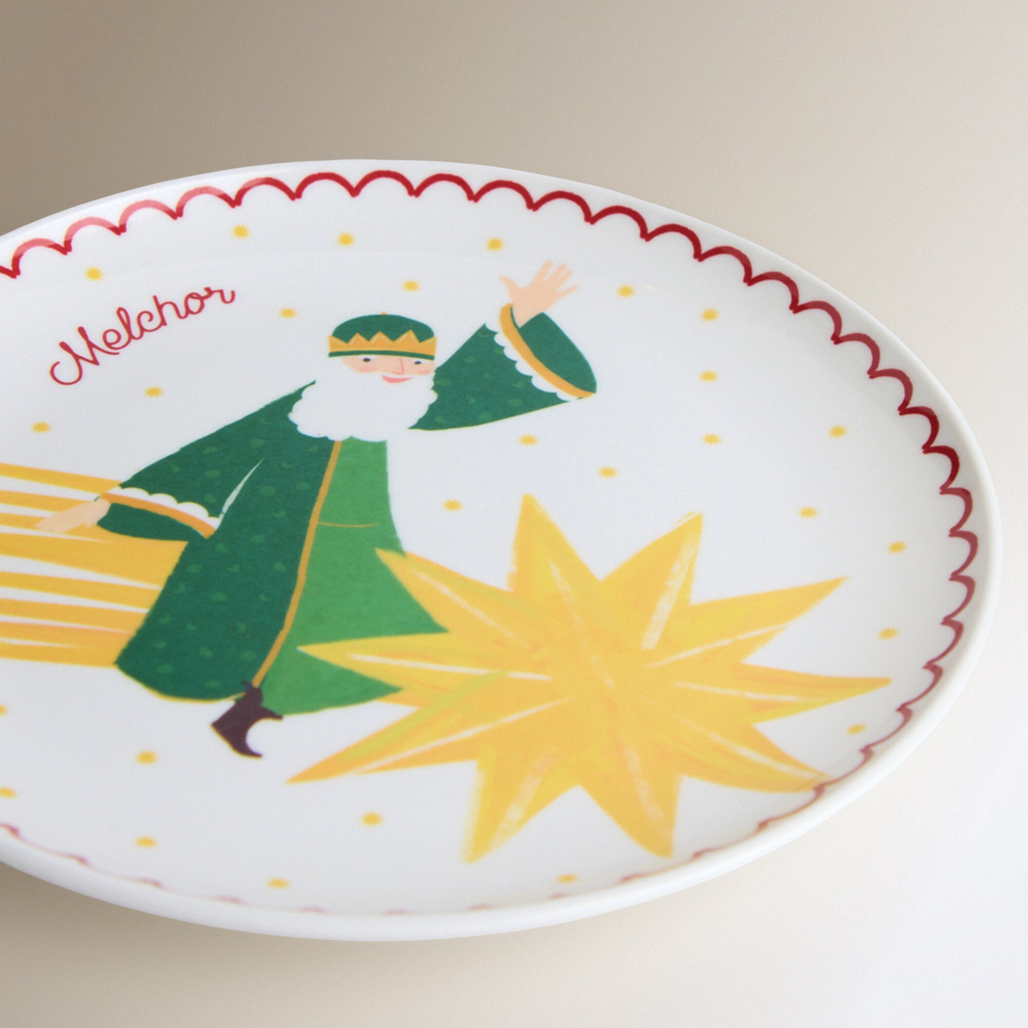 Plato para roscón de melamina Rey Mago Melchor Blanco-4
