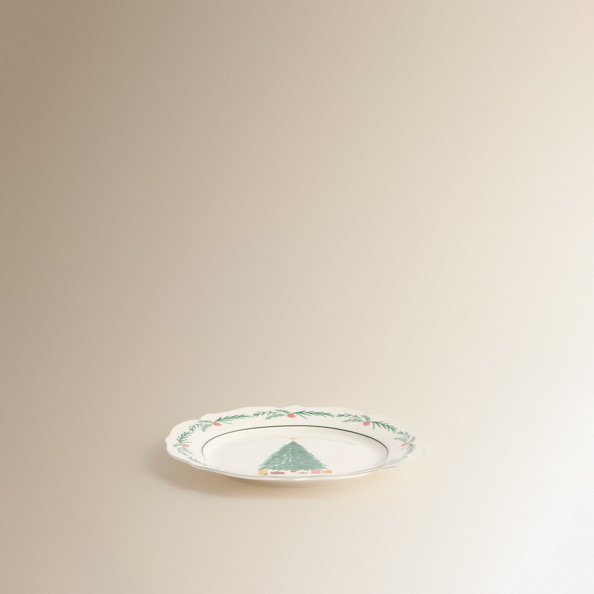 Plato de postre Árbol Navidad Verde-3