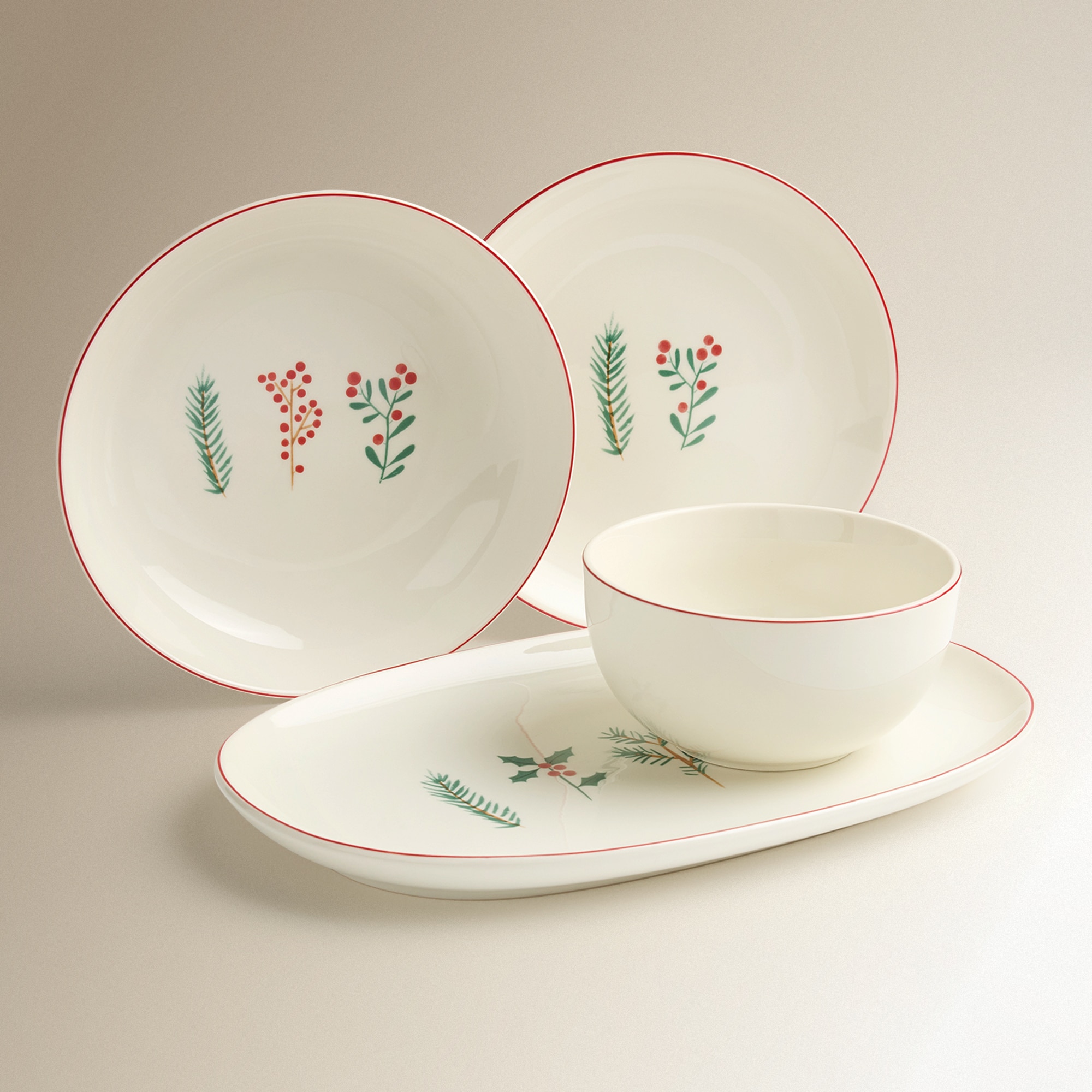 Plato de postre Berries Navidad Rojo-5