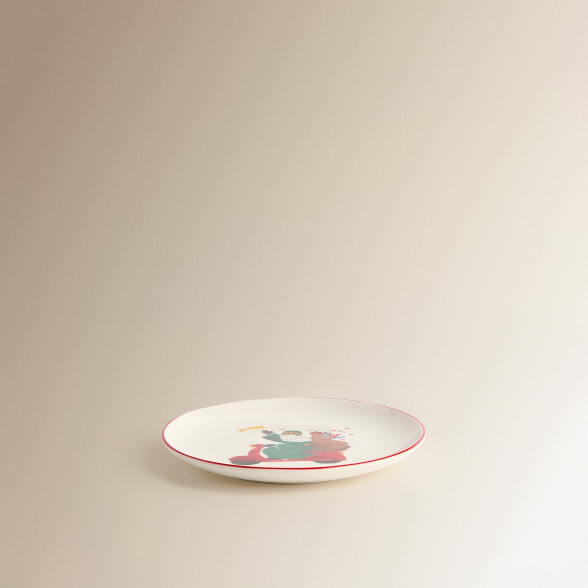 Plato de postre Rey Melchor Navidad Rojo-3