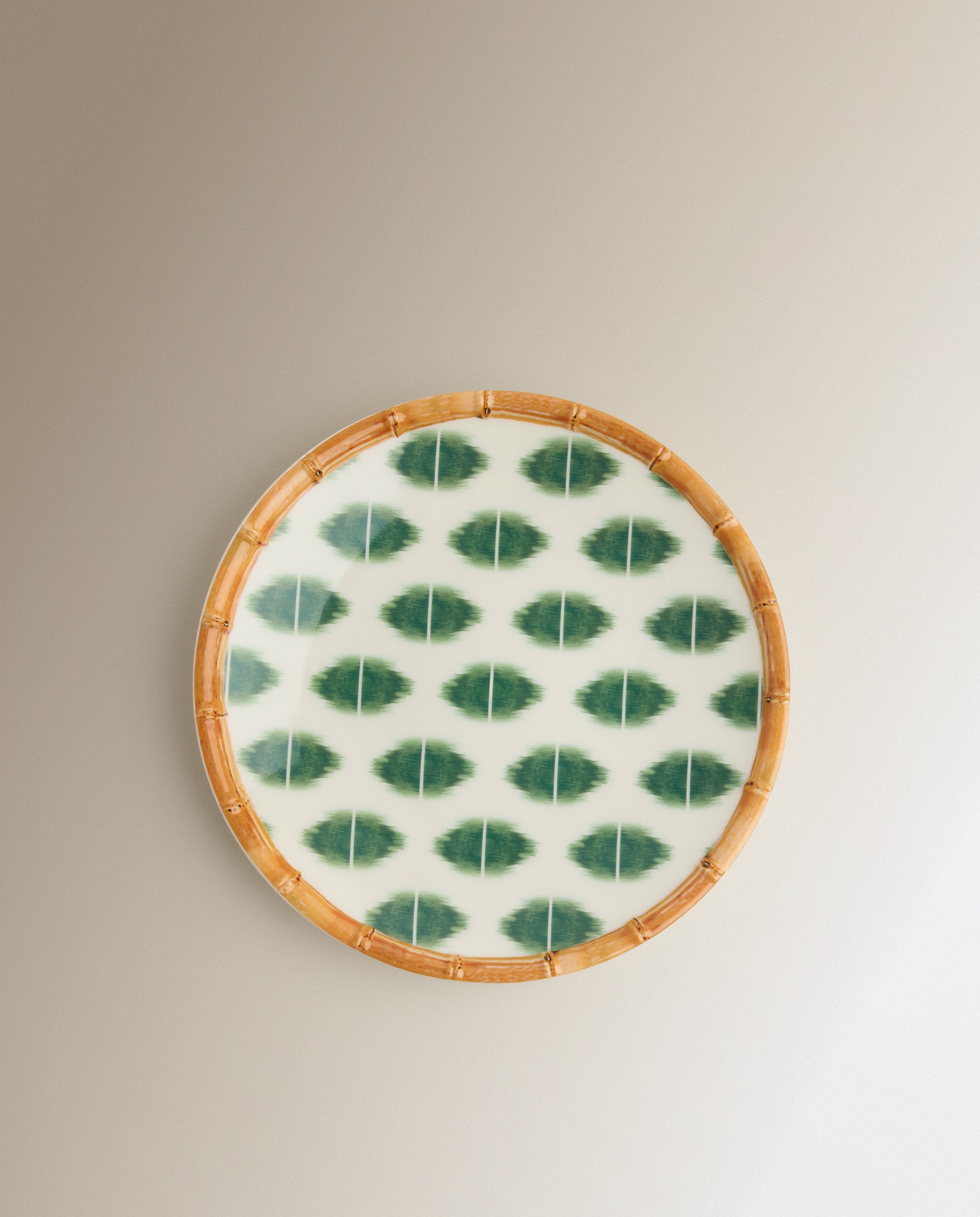 Prato de sobremesa de melamina para exterior Ikat Verde-2