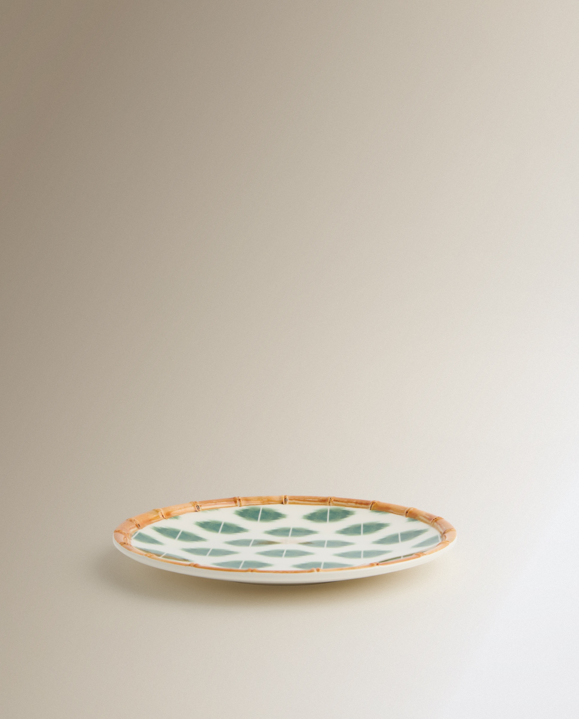 Prato de sobremesa de melamina para exterior Ikat Verde-3