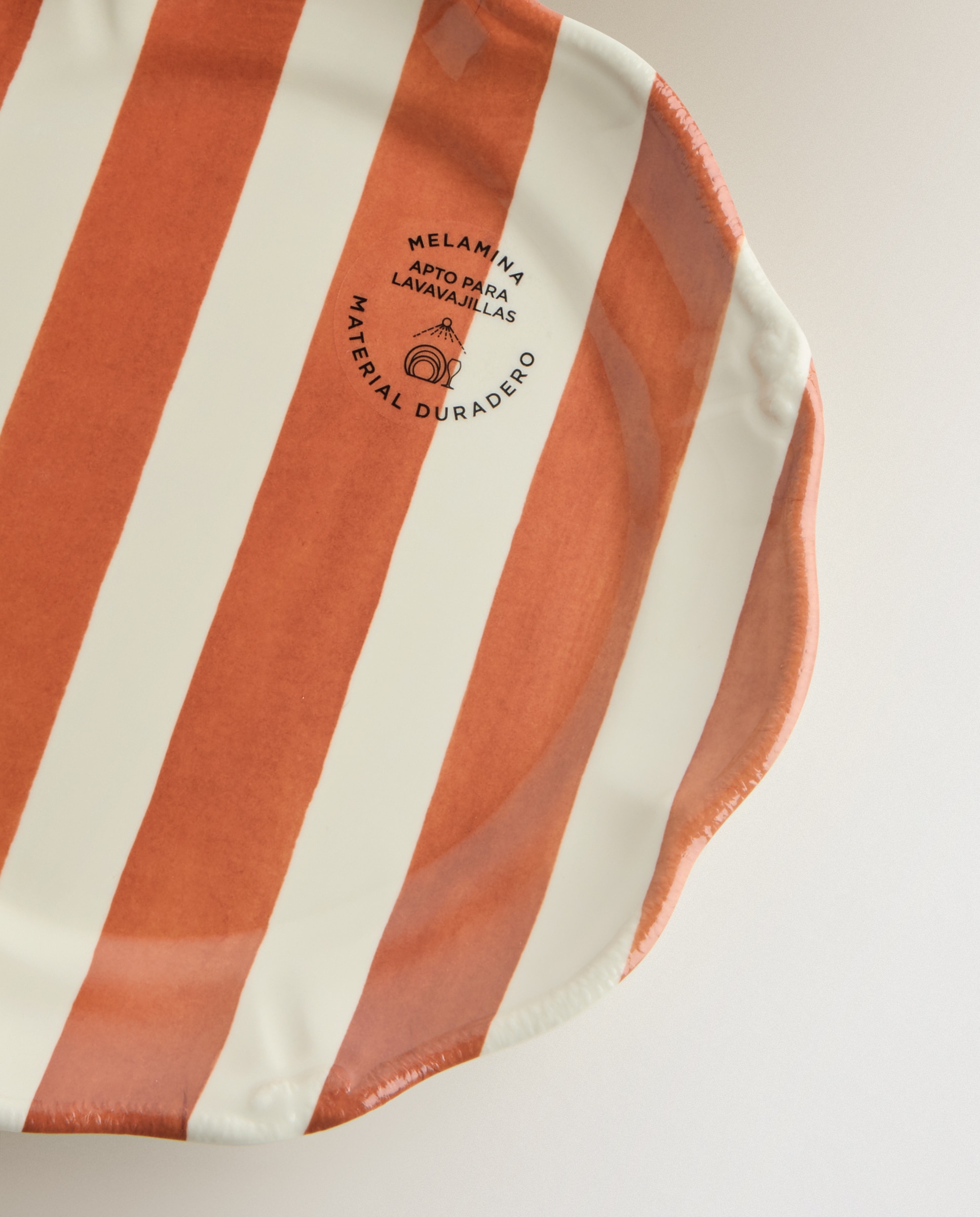 Prato de sobremesa de melamina para exterior Riscas Firenze Laranja-4