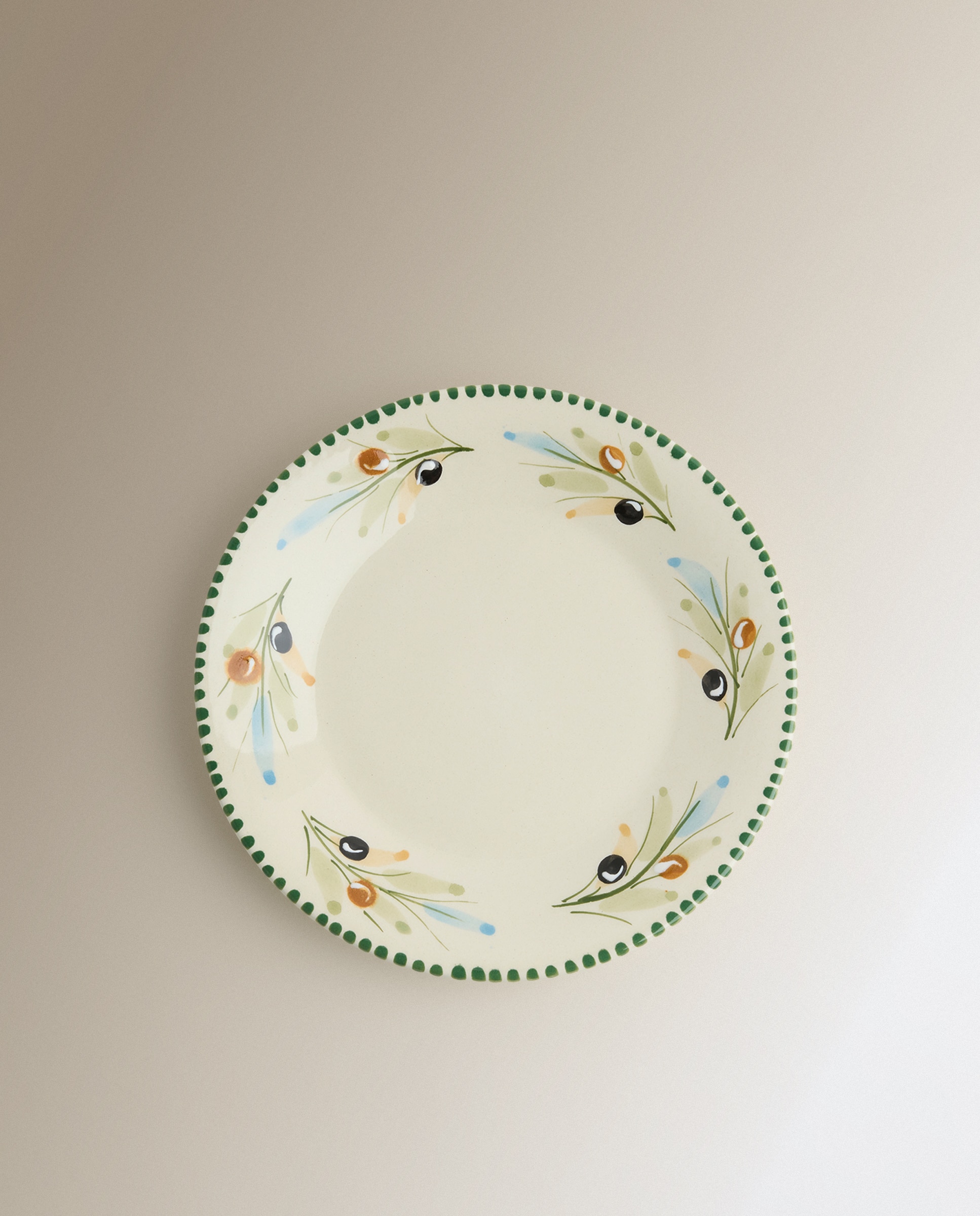 Prato de Sobremesa Pintado à Mão Olivo Multicolor-2
