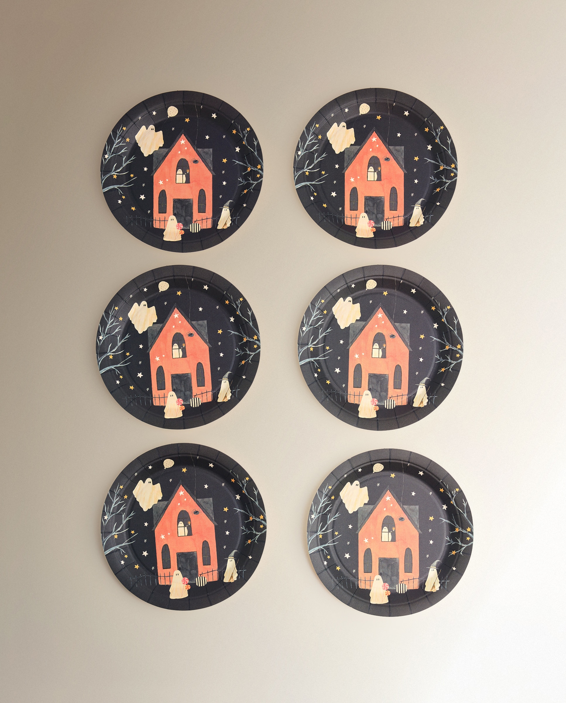 Set de 6 platos desechables Truco Halloween - Negro Negro-1