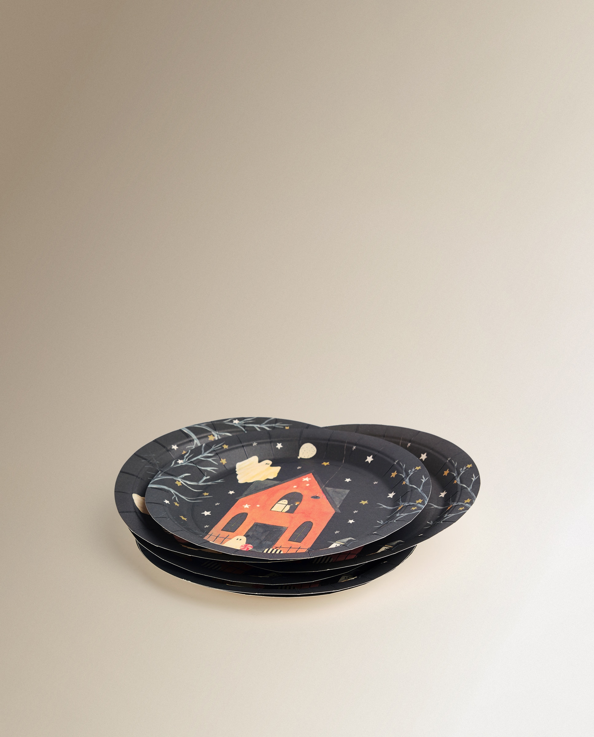 Set de 6 platos desechables Truco Halloween - Negro Negro-2