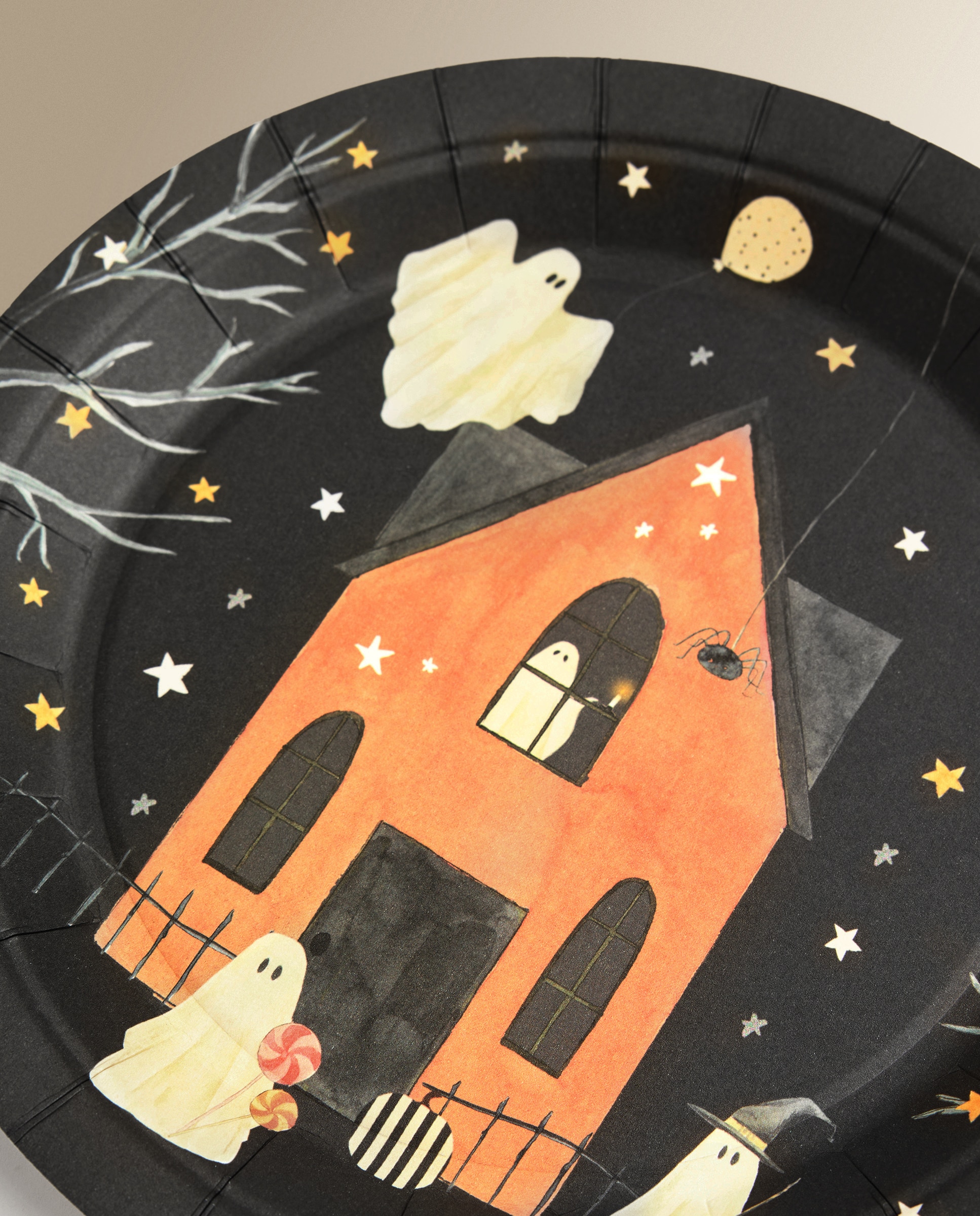 Set de 6 platos desechables Truco Halloween - Negro Negro-3