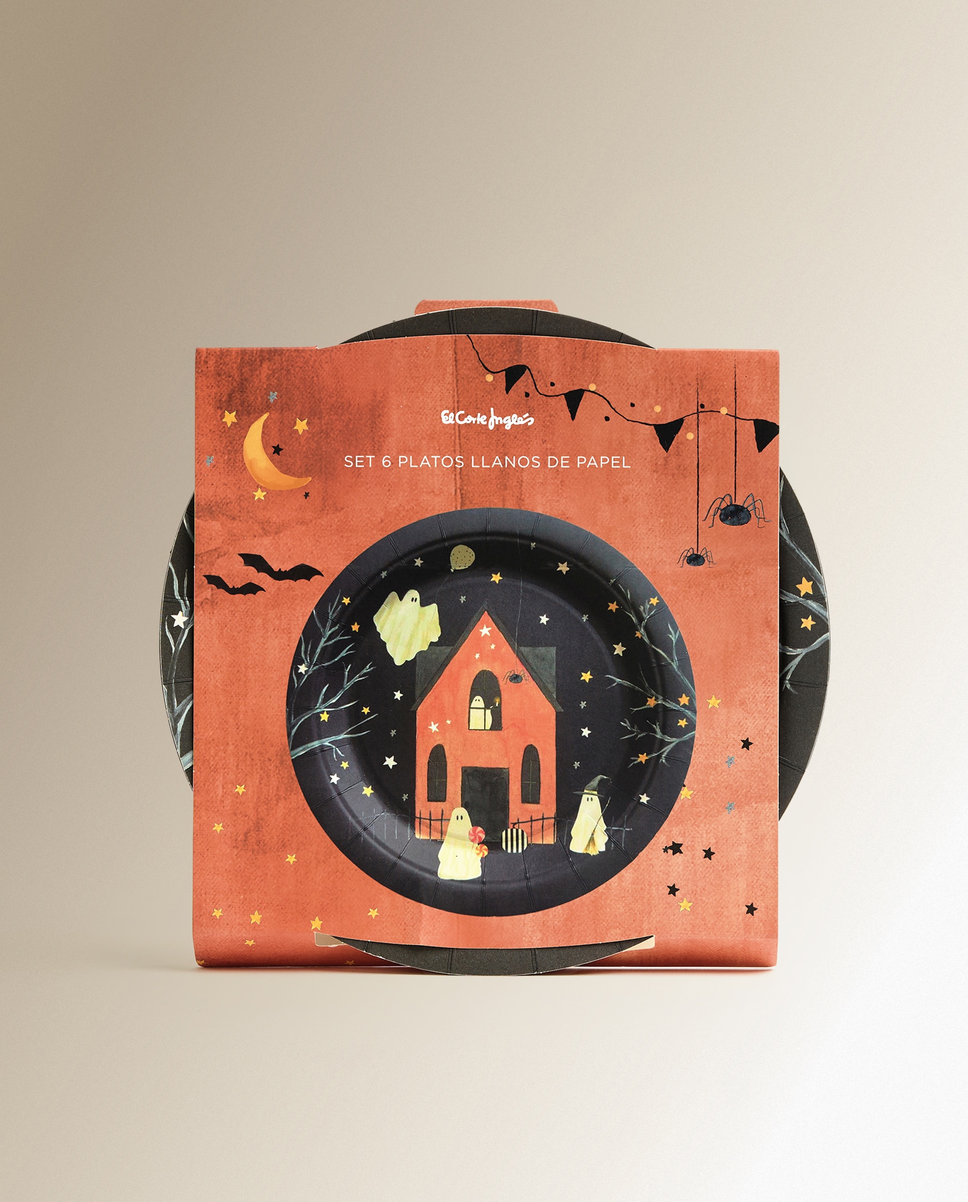Set de 6 platos desechables Truco Halloween - Negro Negro-4