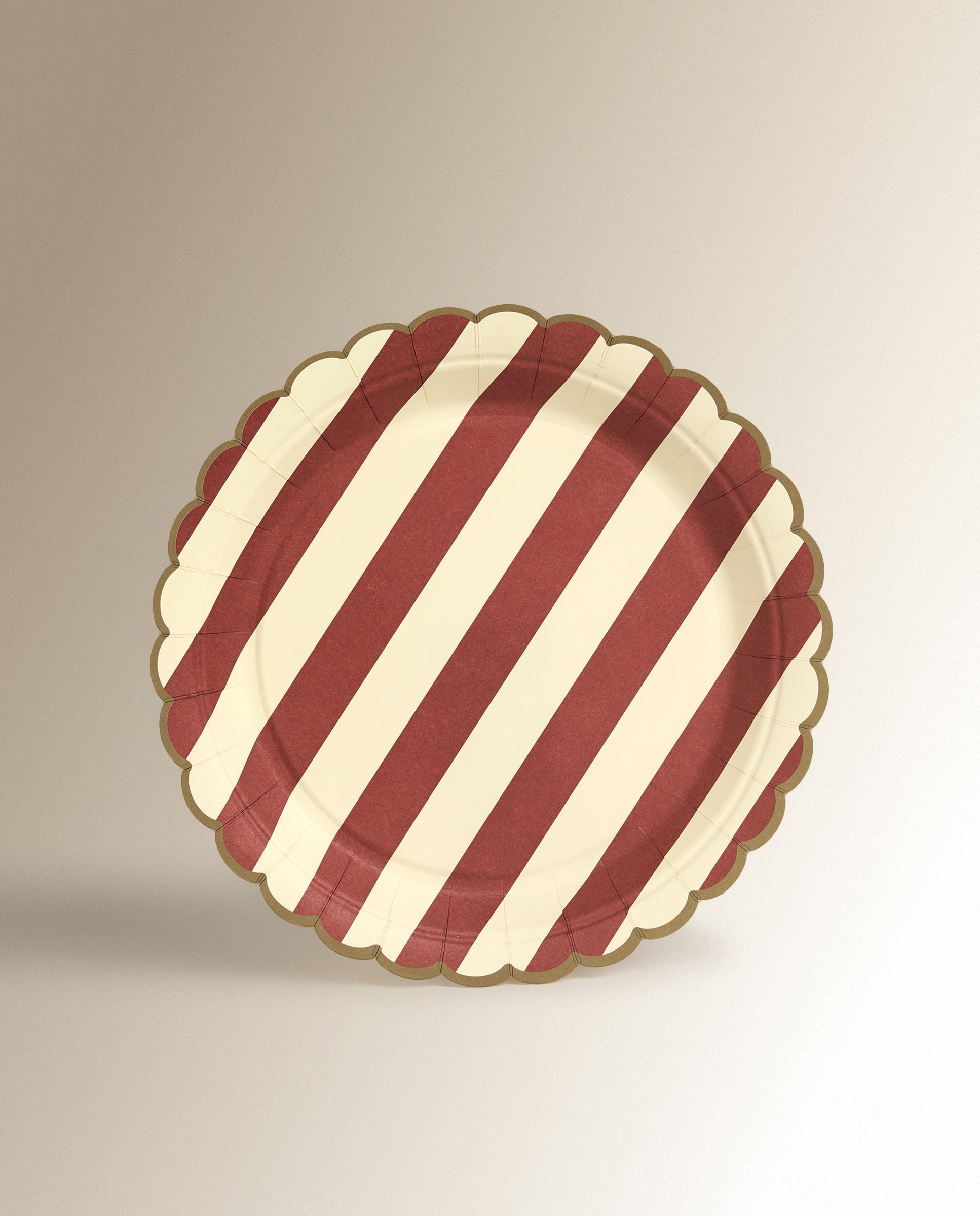 Imagen 1 de Set de 6 platos de postre desechables Rayas Clausville Navidad - Rojo Rojo