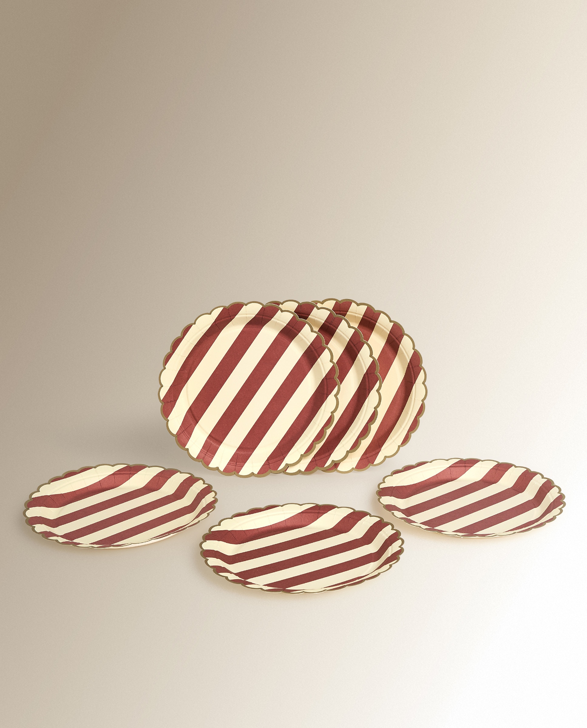 Imagen 4 de Set de 6 platos de postre desechables Rayas Clausville Navidad - Rojo Rojo